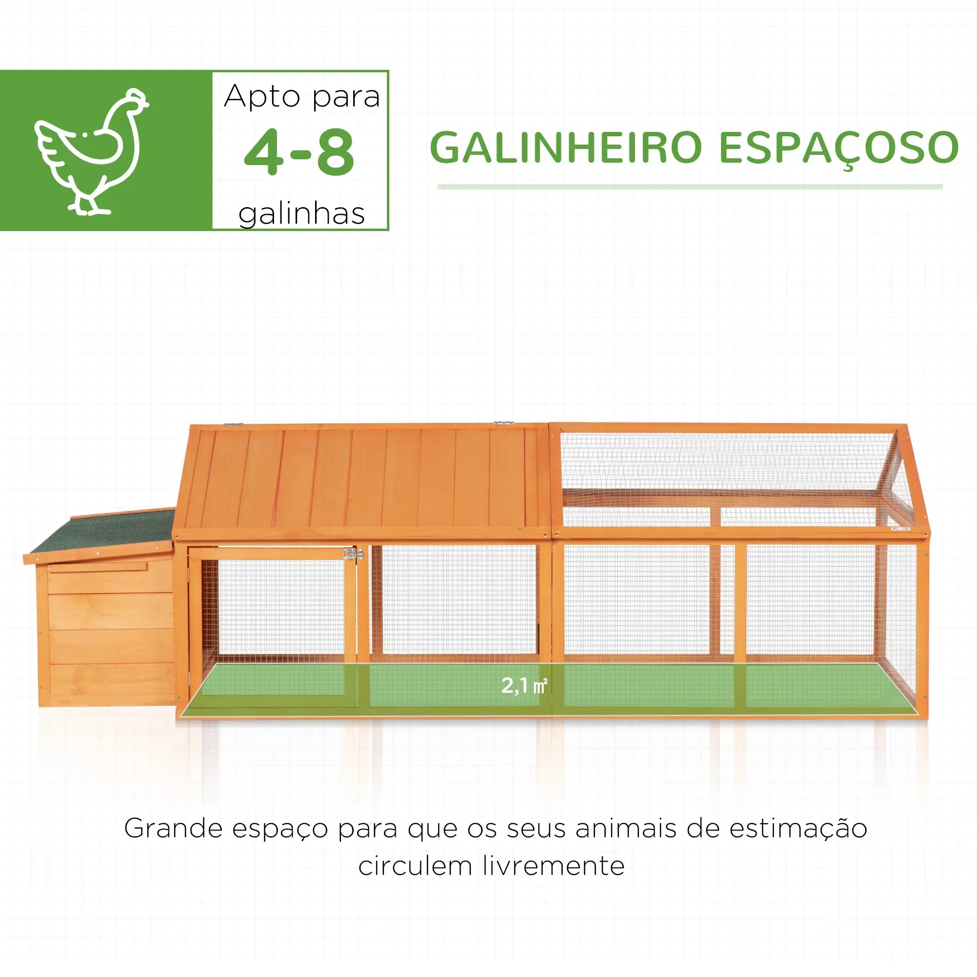 Galinheiro de Madeira para 4 a 8 Galinhas com Cercado Exterior
