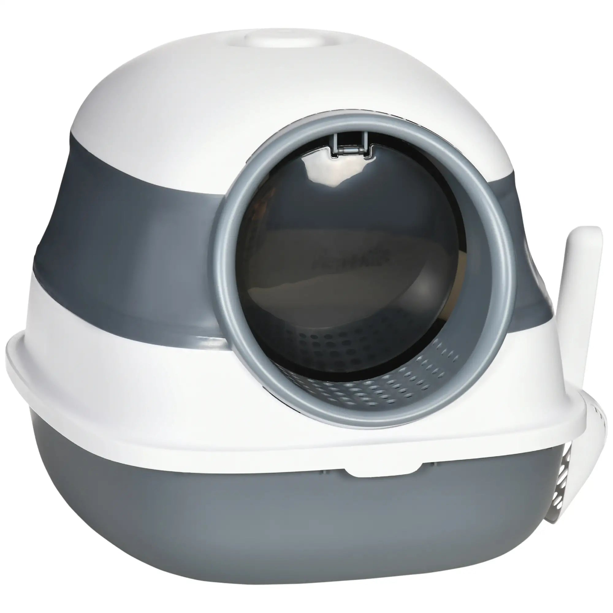 Caixa de Areia para Gatos Dobrável Caixa de Areia para Gatos Fechada com Pá 52x41x38 cm Branco e Cinza