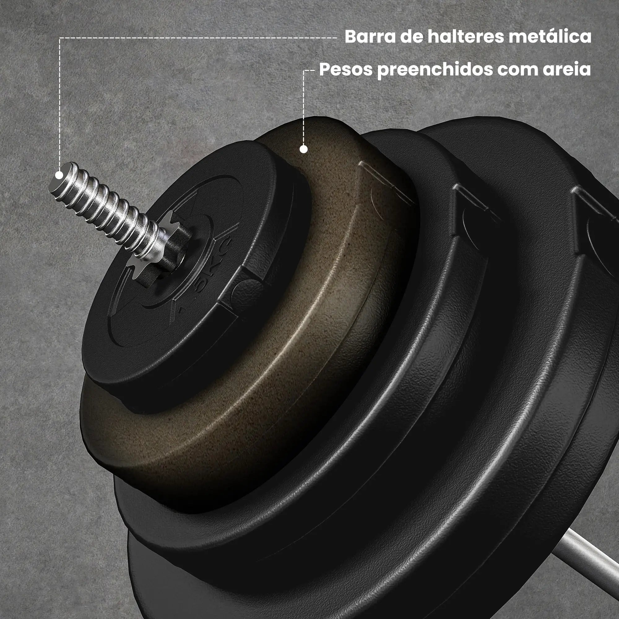 Barra de Pesos 70 kg com Discos Ajustáveis para Treino de Força