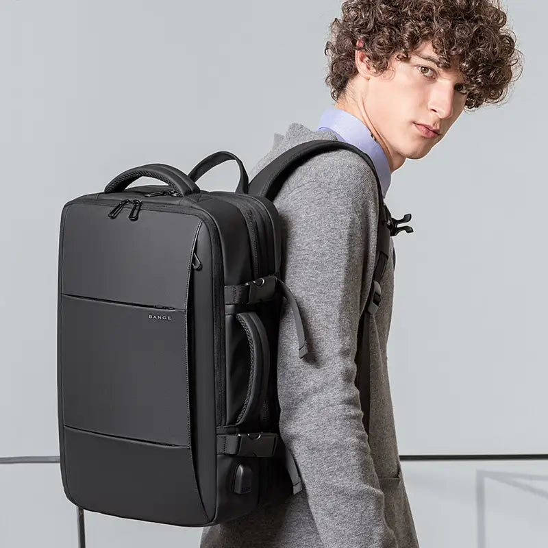 Mochila para homem para estudantes universitários, mochila para computador, grande capacidade, para viagens de negócios, impermeável e expansível