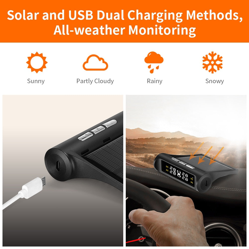 Sistema de monitorização da pressão dos pneus TPMS para automóvel inteligente Sistema de monitorização da pressão dos pneus com energia solar TMPS dig