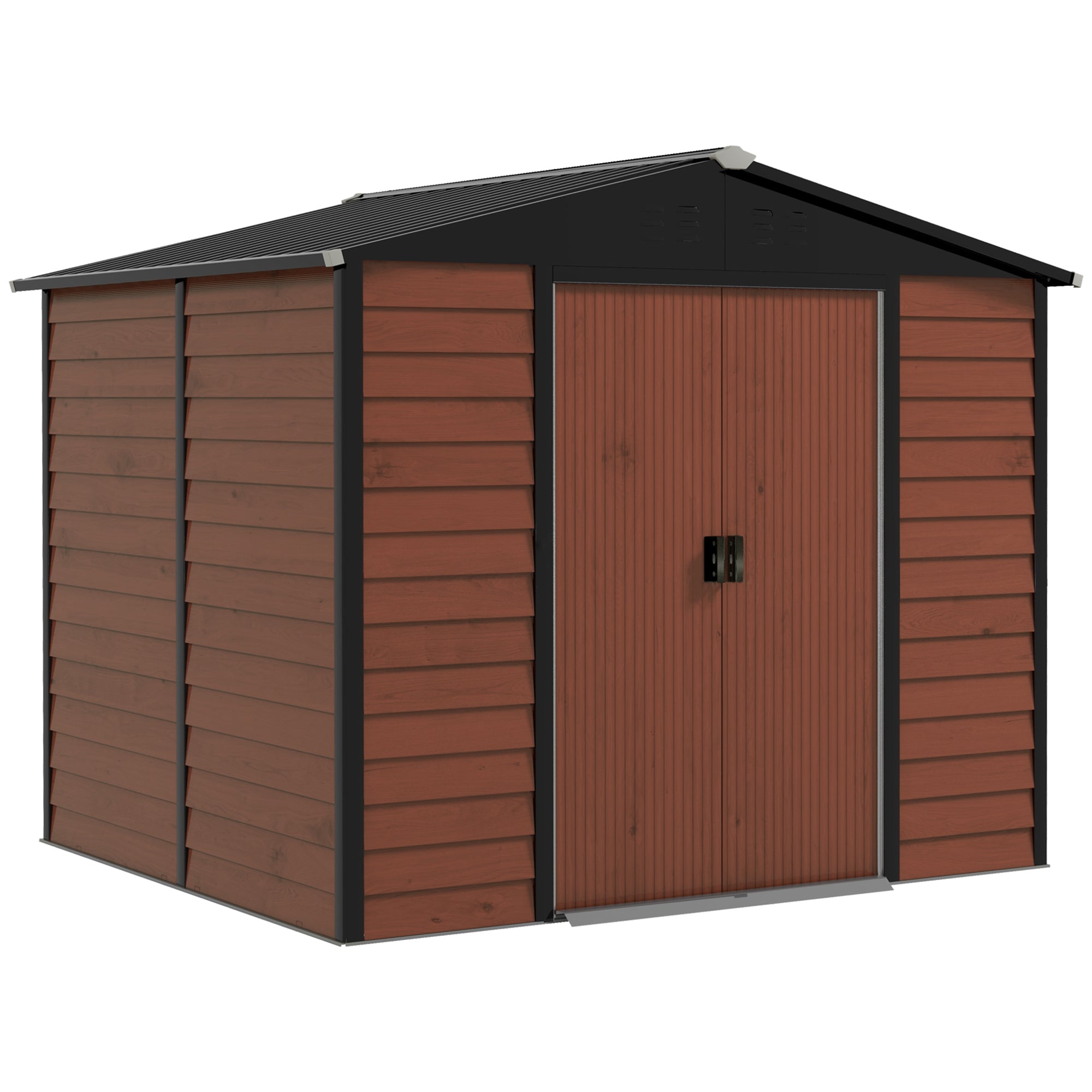 Abrigo de Jardim Exterior 4,4 m² 240x206x198 cm Abrigo de Jardim com Porta de Correr e Fechadura Teca