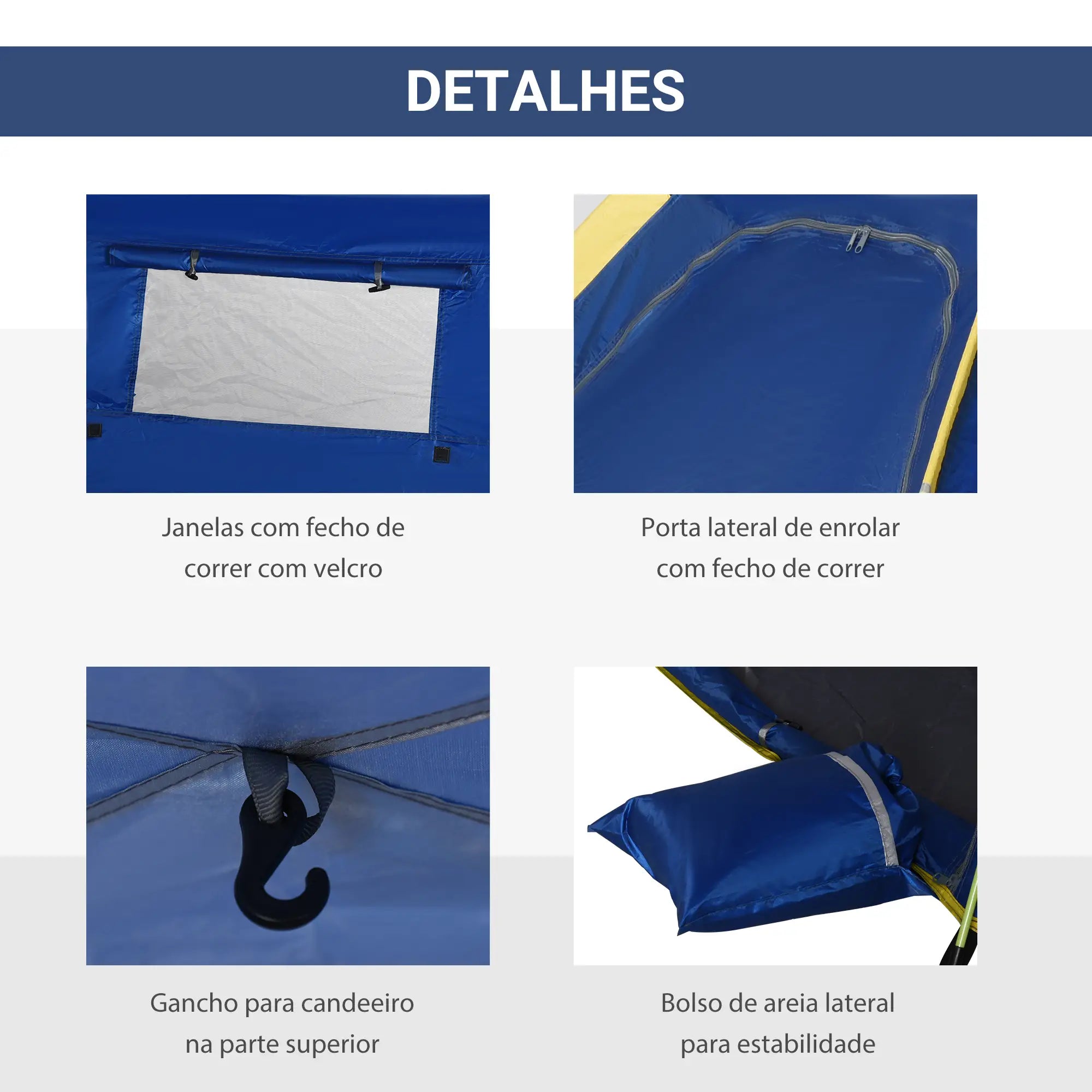 Tenda de Praia Dobrável Pop-up para 1 a 2 Pessoas Azul Escuro