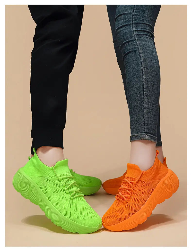 Sapatos casuais unisexo, sola grossa, moda estudantil, calçado desportivo