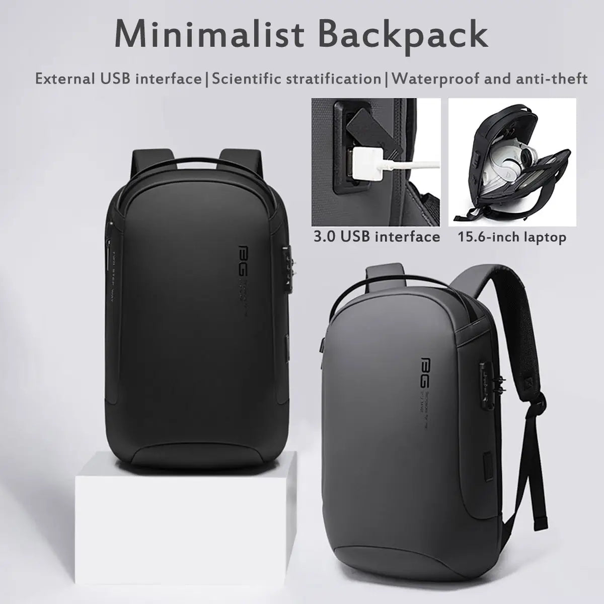 Mochila Leve Desportiva Anti-Roubo para Computador Casual Mochila para Carro
