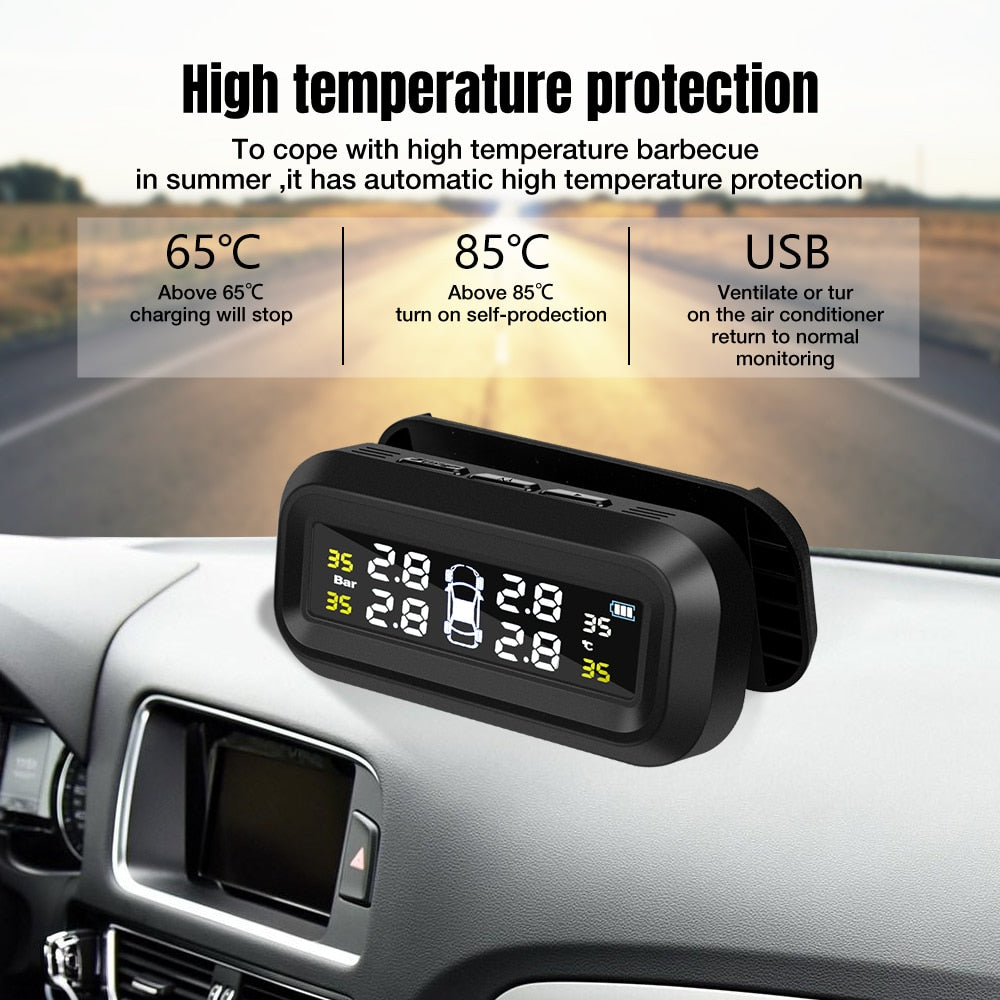 Sistema de monitorização da pressão dos pneus TPMS para automóvel inteligente Sistema de monitorização da pressão dos pneus com energia solar TMPS dig