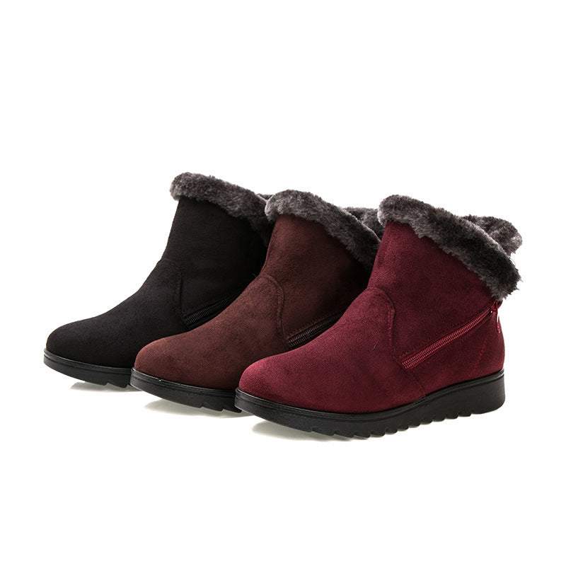 Sapatos de tecido quente para mulheres, botas de neve para idosos