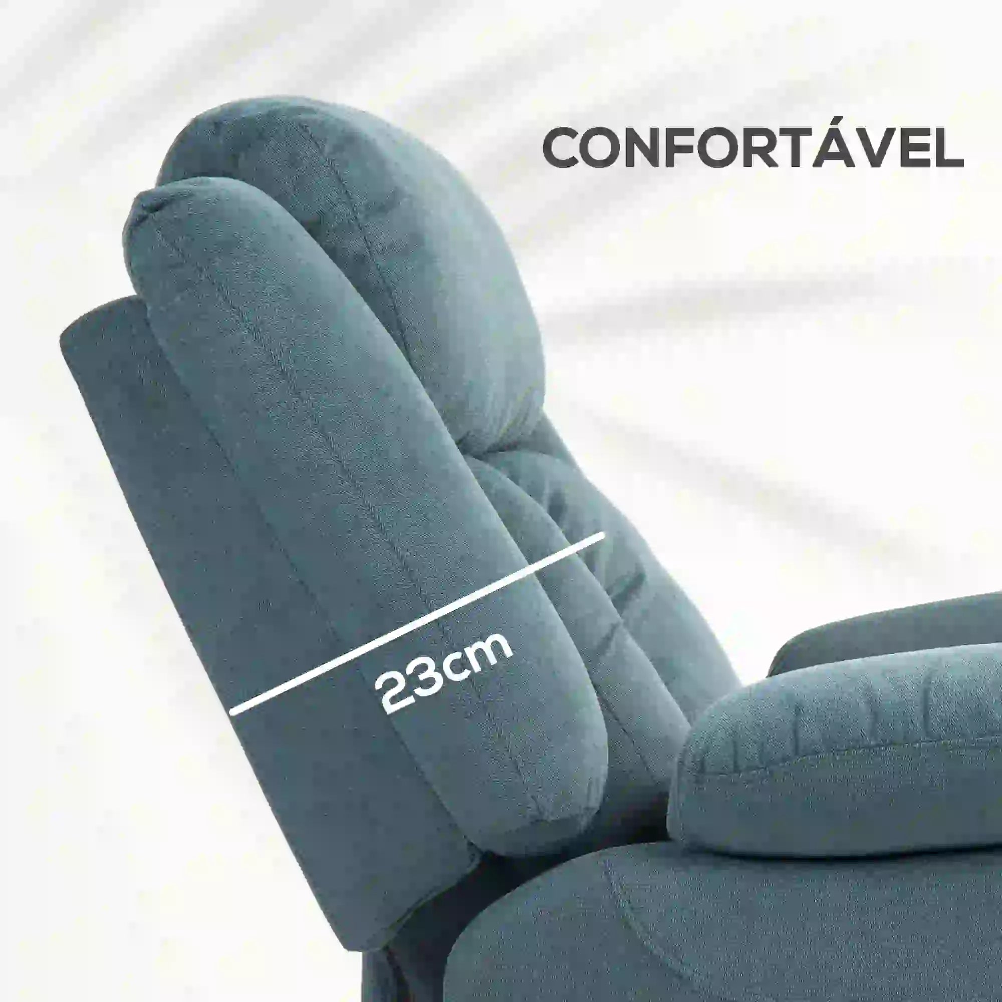 Poltrona Relax Reclinável Elétrica Poltrona Levanta Pessoas com Controlo Remoto Apoio para os Pés e Bolsos Laterais 92x94x105 cm Azul
