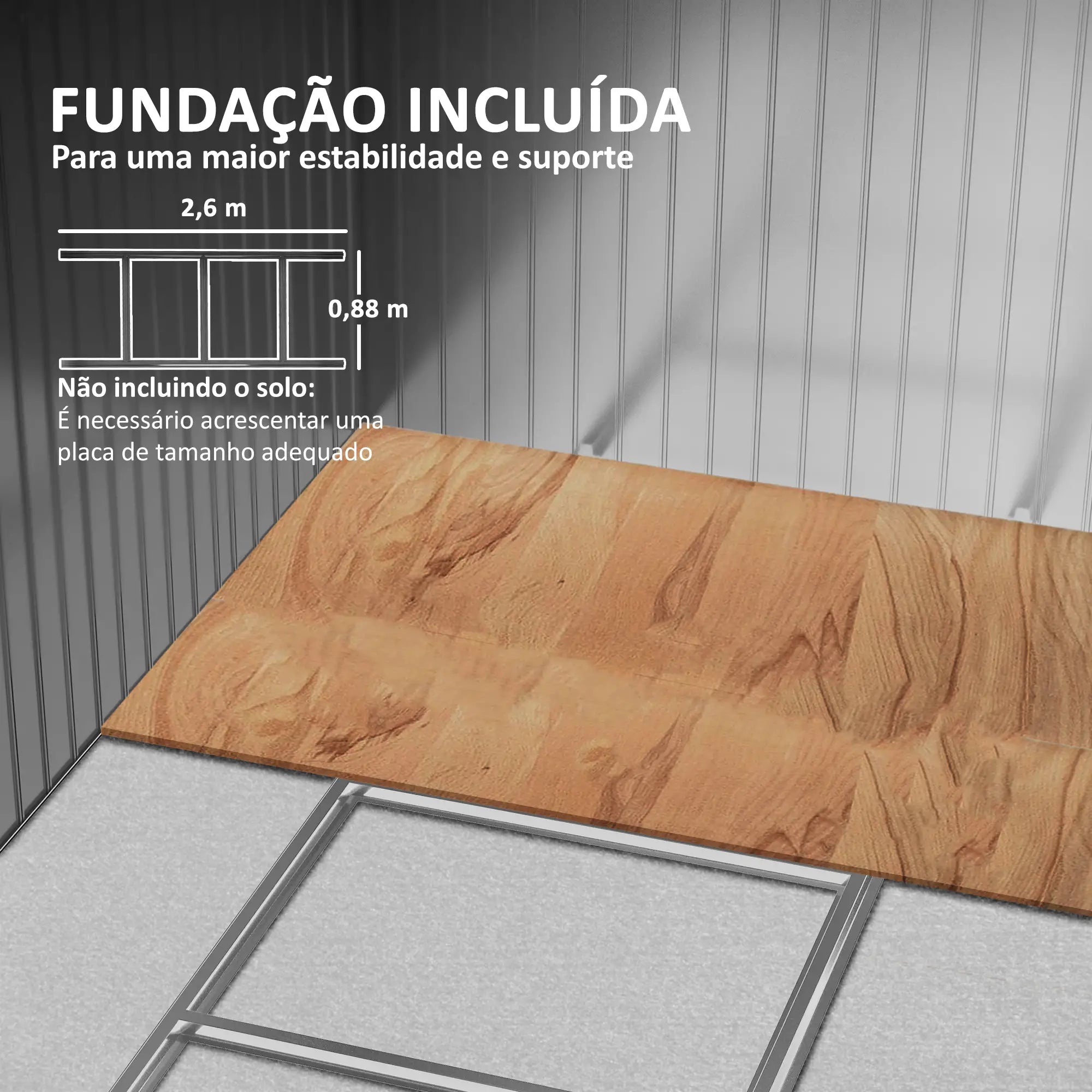 Abrigo de Jardim 277x195x192 cm Metálico para Armazenamento de Ferramentas com Base de Reforço Incluída Madeira