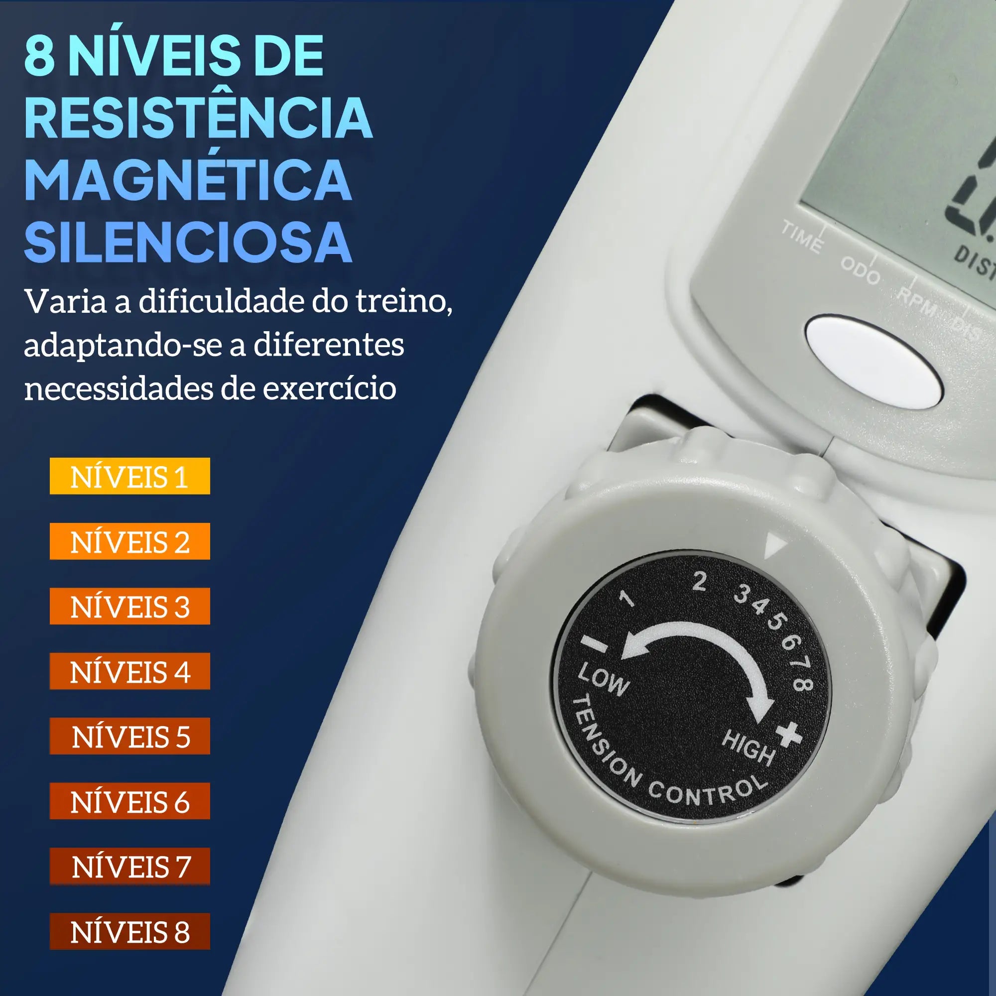Mini Bicicleta Estática com Resistência Magnética de 8 Níveis Ecrã LCD e Pedais Antiderrapantes para Exercitar Braços e Pernas 48x43x31 cm Branco