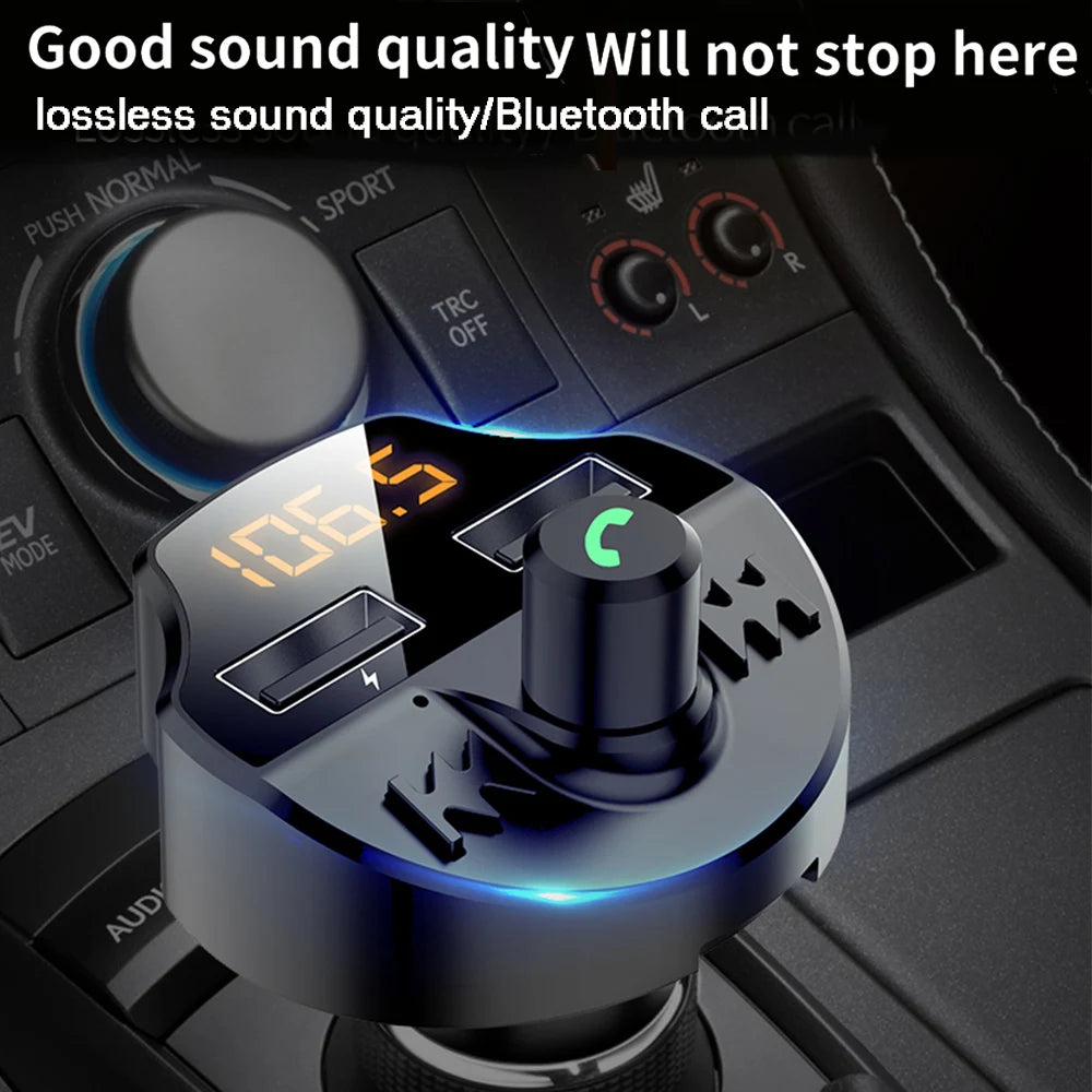 Transmissor Fm para automóvel Bluetooth 5.0 Adaptador de modulador de leitor Mp3 para automóvel Tensão da bateria Cartão TF Mãos-livres Chip inteligen