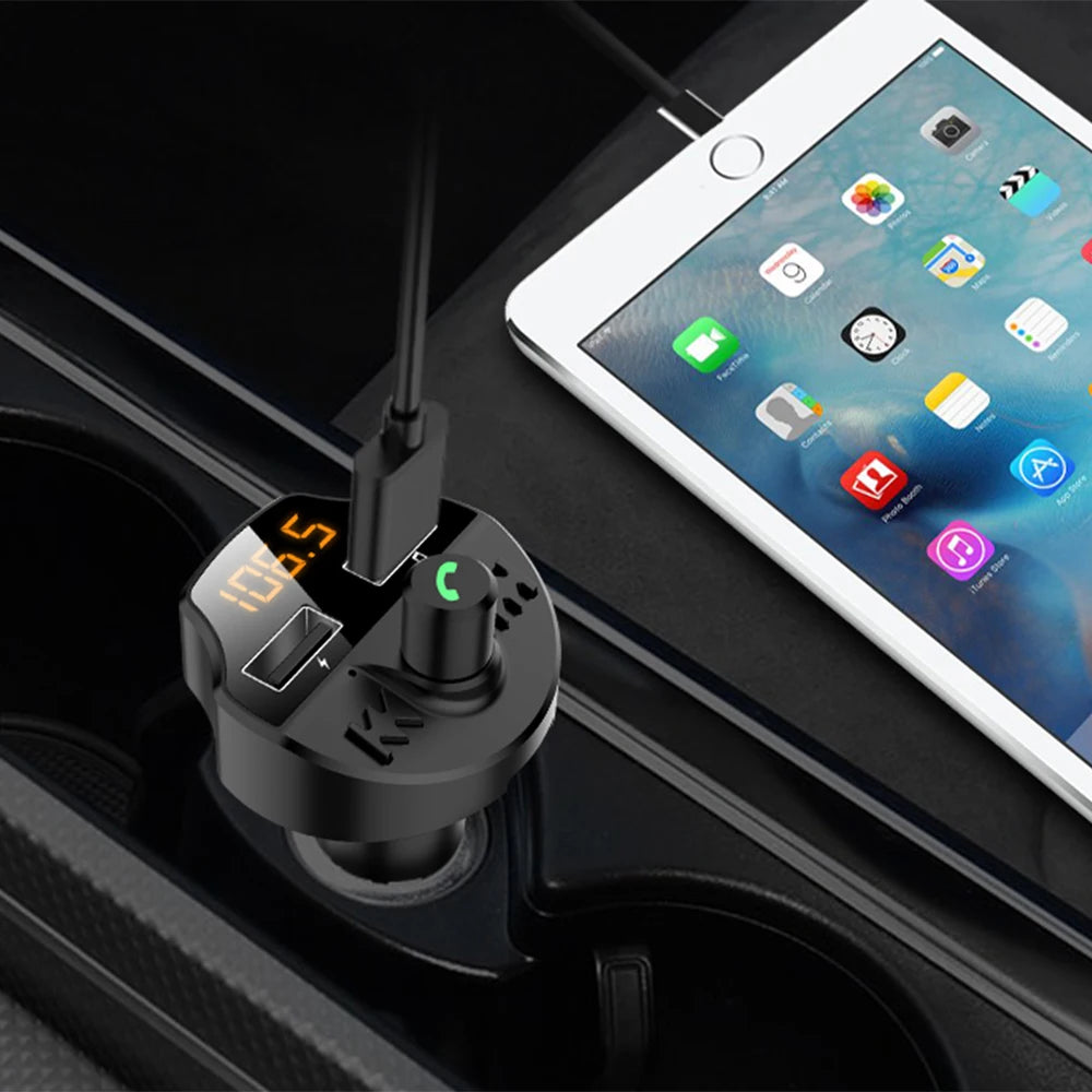 Transmissor Fm para automóvel Bluetooth 5.0 Adaptador de modulador leitor Mp3 Tensão da bateria Cartão TF Mãos livres