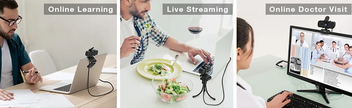 Webcam FIFINE 1440p Full HD para PC com microfone, tripé, para desktop e portátil USB, webcam para transmissão em direto para videochamadas - K420