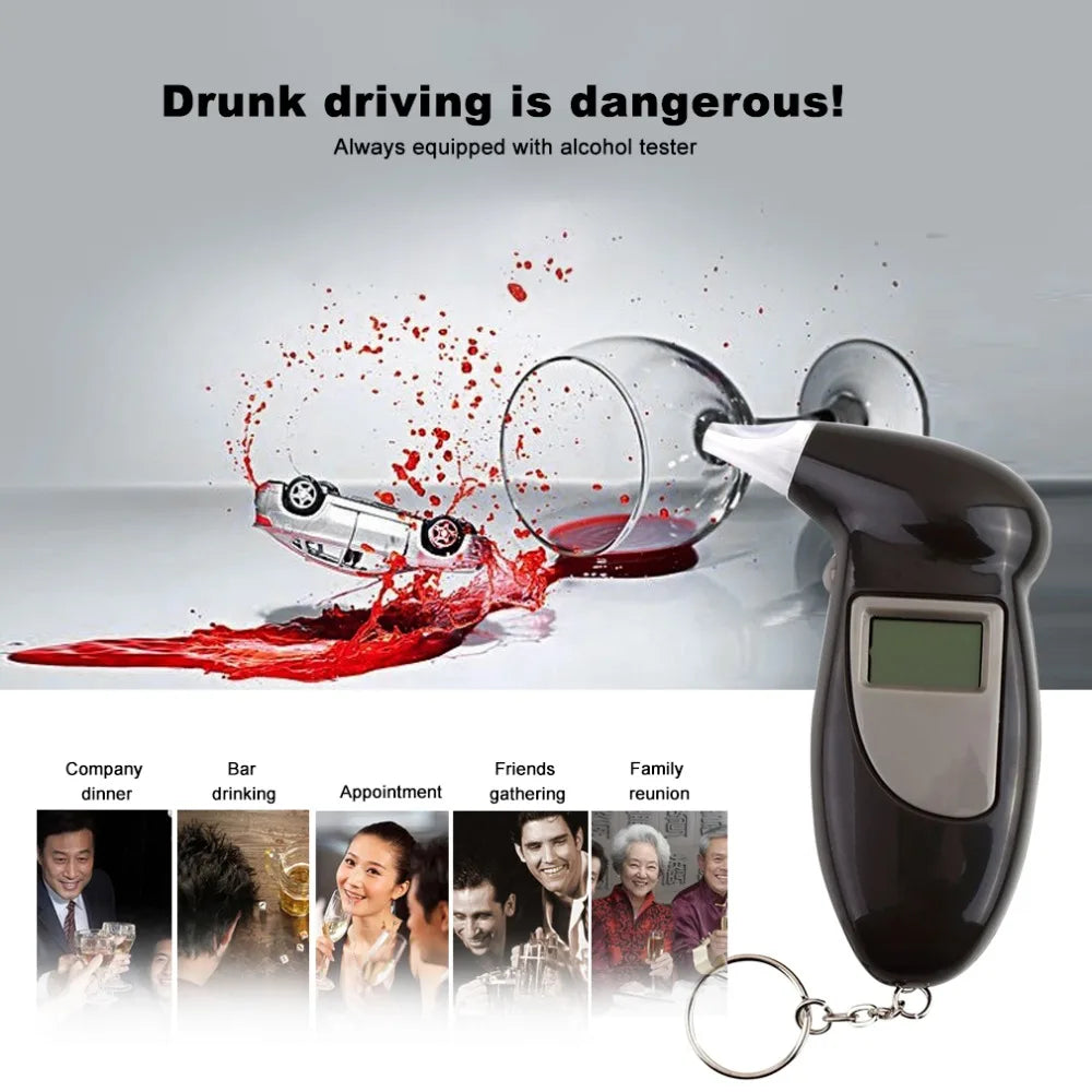 Detetor de Alcool no sangue, teste alcoolemia, porta-chaves, dispositivo de teste de álcool, LCD
