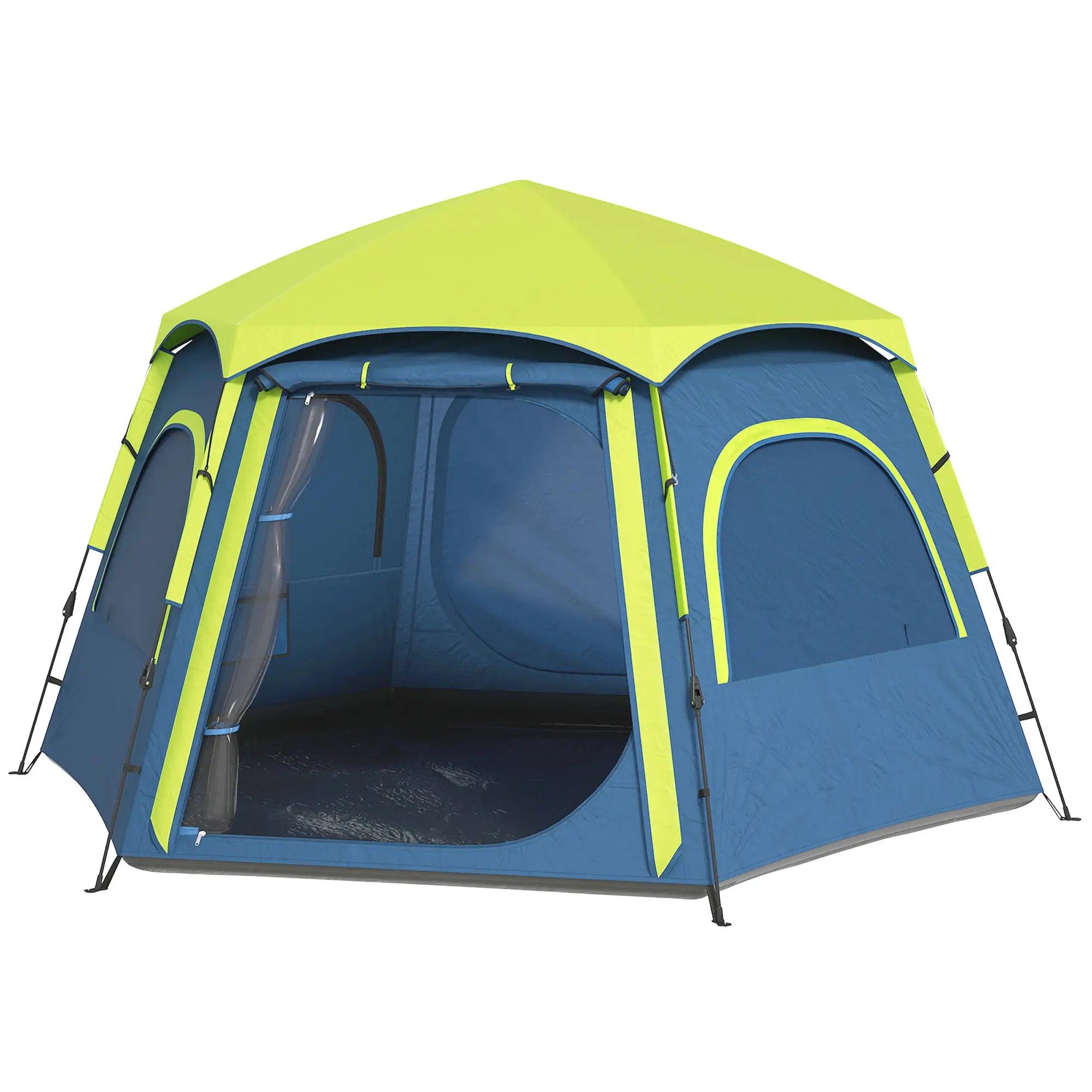 Tenda de Campismo para 2-3 Pessoas Dobrável com Fácil Instalação e Bolsa de Transporte 280x240x155 cm Azul e Verde