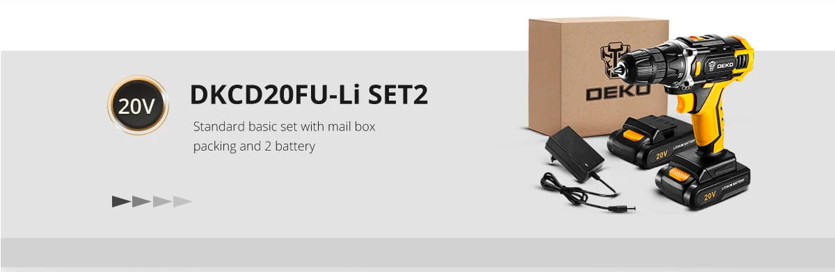 DEKO 12V 16V 20V SET1 Berbequim sem fio 2 velocidades Aparafusadora elétrica DIY Mini chave de fendas sem fio Bateria de iões de lítio DC 3/8 polegadas