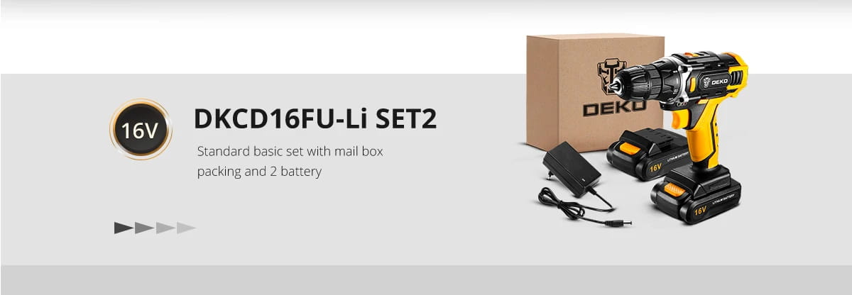 DEKO 12V 16V 20V SET1 Berbequim sem fio 2 velocidades Aparafusadora elétrica DIY Mini chave de fendas sem fio Bateria de iões de lítio DC 3/8 polegadas