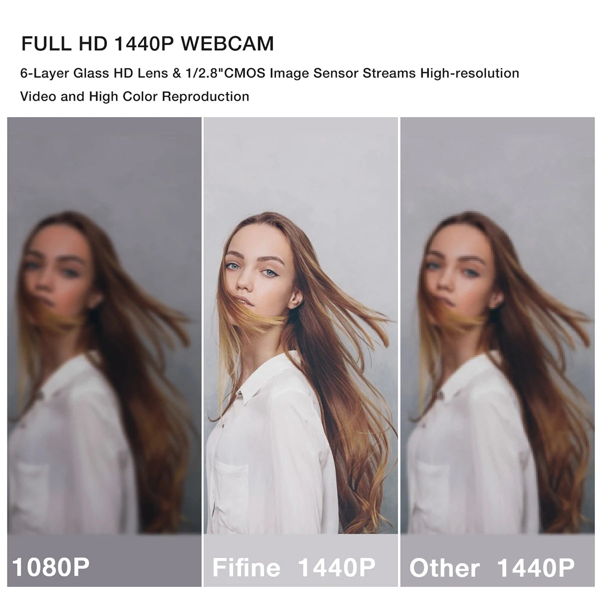 Webcam FIFINE 1440p Full HD para PC com microfone, tripé, para desktop e portátil USB, webcam para transmissão em direto para videochamadas - K420