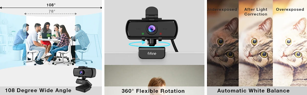 Webcam FIFINE 1440p Full HD para PC com microfone, tripé, para desktop e portátil USB, webcam para transmissão em direto para videochamadas - K420