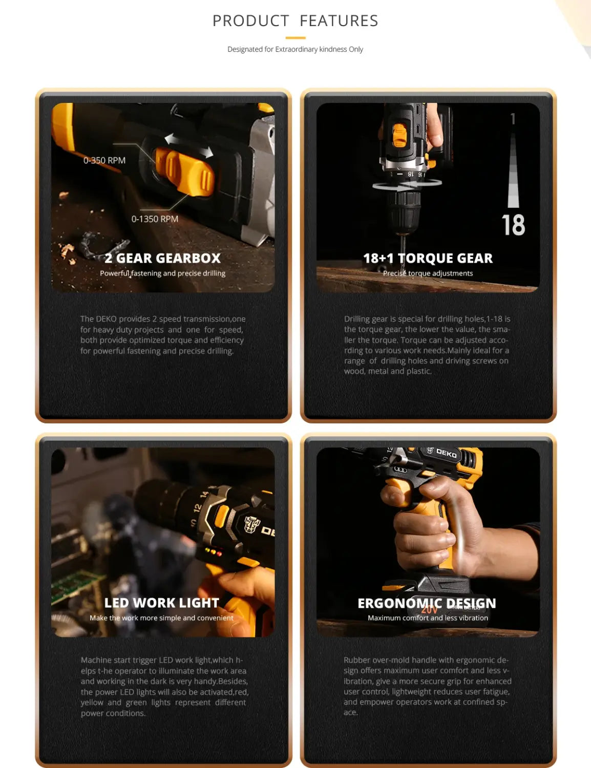 DEKO 12V 16V 20V SET1 Berbequim sem fio 2 velocidades Aparafusadora elétrica DIY Mini chave de fendas sem fio Bateria de iões de lítio DC 3/8 polegadas