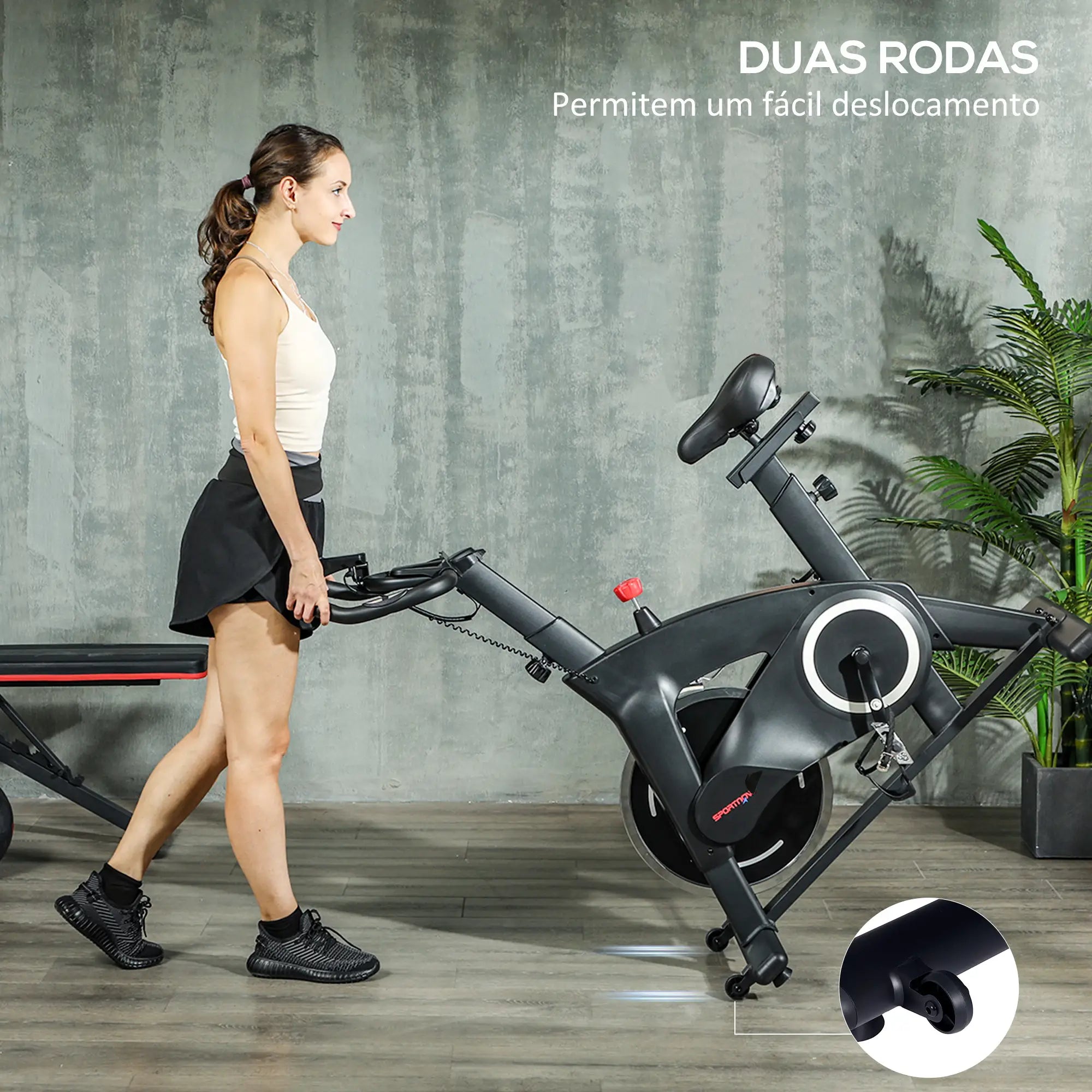 Bicicleta Estática Fitness com Volante de 15 kg e Ecrã LED Preto