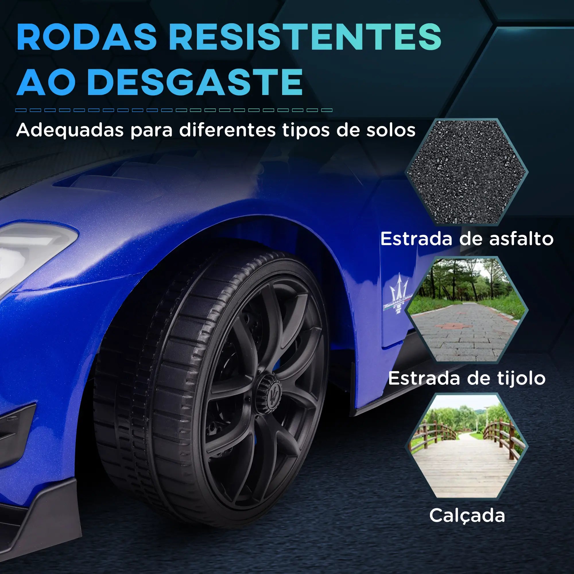 Carro Elétrico para Crianças Carro Maserati GT2 12V com Controlo Remoto Faróis LED Buzina E Música 115x60x45 cm