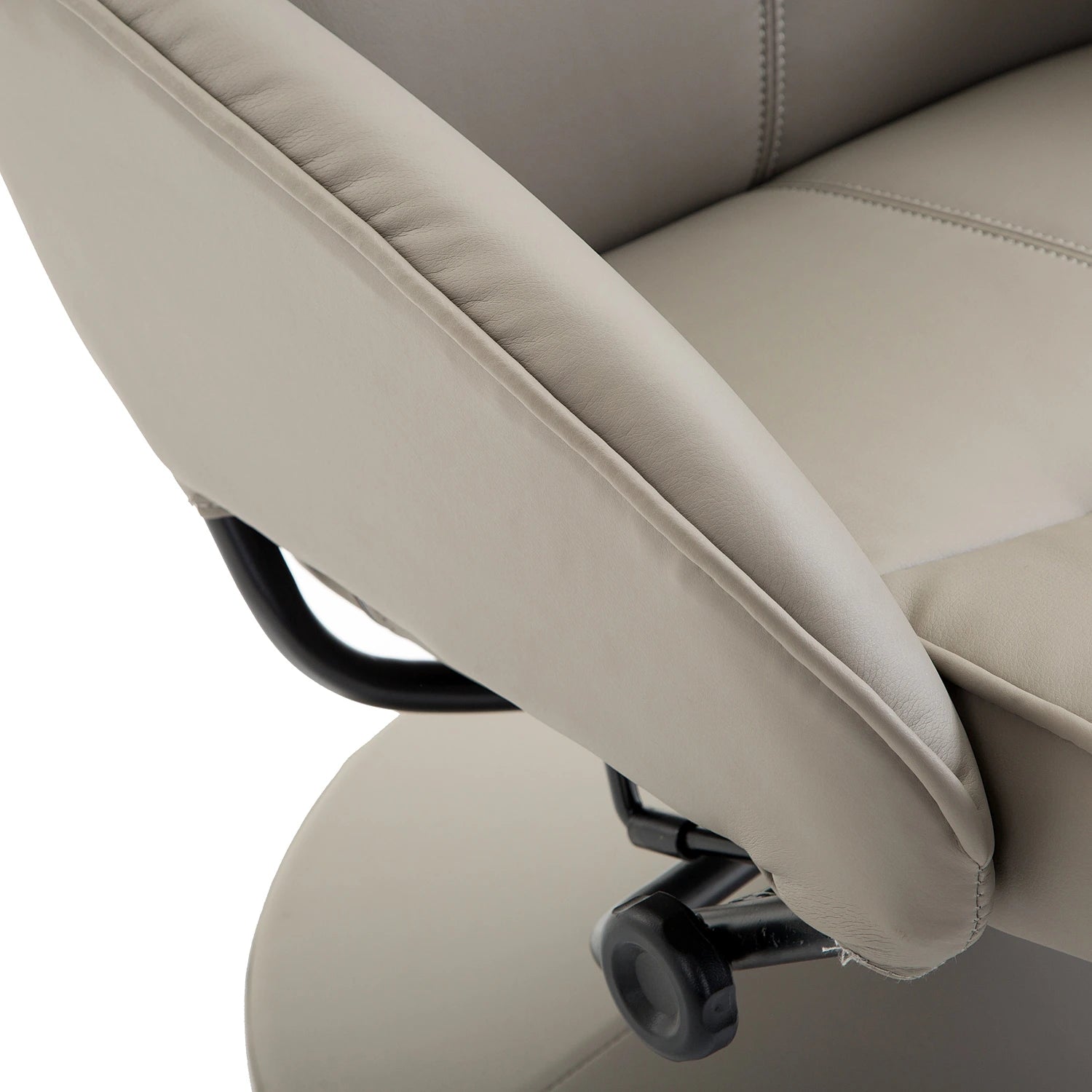 Poltrona Relax Reclinável até 145° com Banco de Apoio para os Pés Poltrona Giratória 360° Estofada em PU e Estrutura de Aço 78x67x98cm Cinza