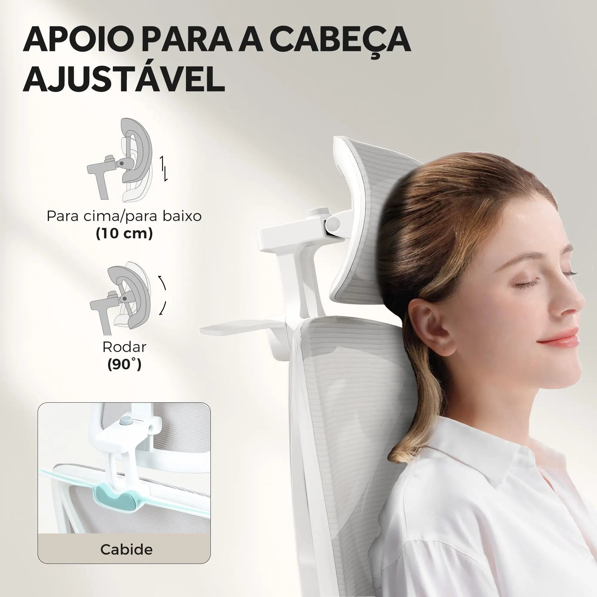 Cadeira de Escritório de Malha Reclinável com Apoio para a Cabeça Ajustável e Altura Regulável 71x70x109-119 cm Cinza