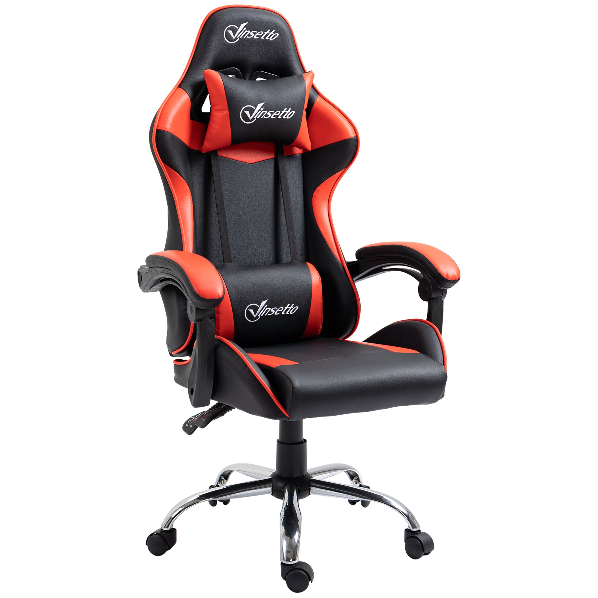 Cadeira Gaming Ergonômica Cadeira Reclinável com Altura Ajustável Apoio para a Cabeça e Lombar 63x67x122-130cm Rosa e Branco