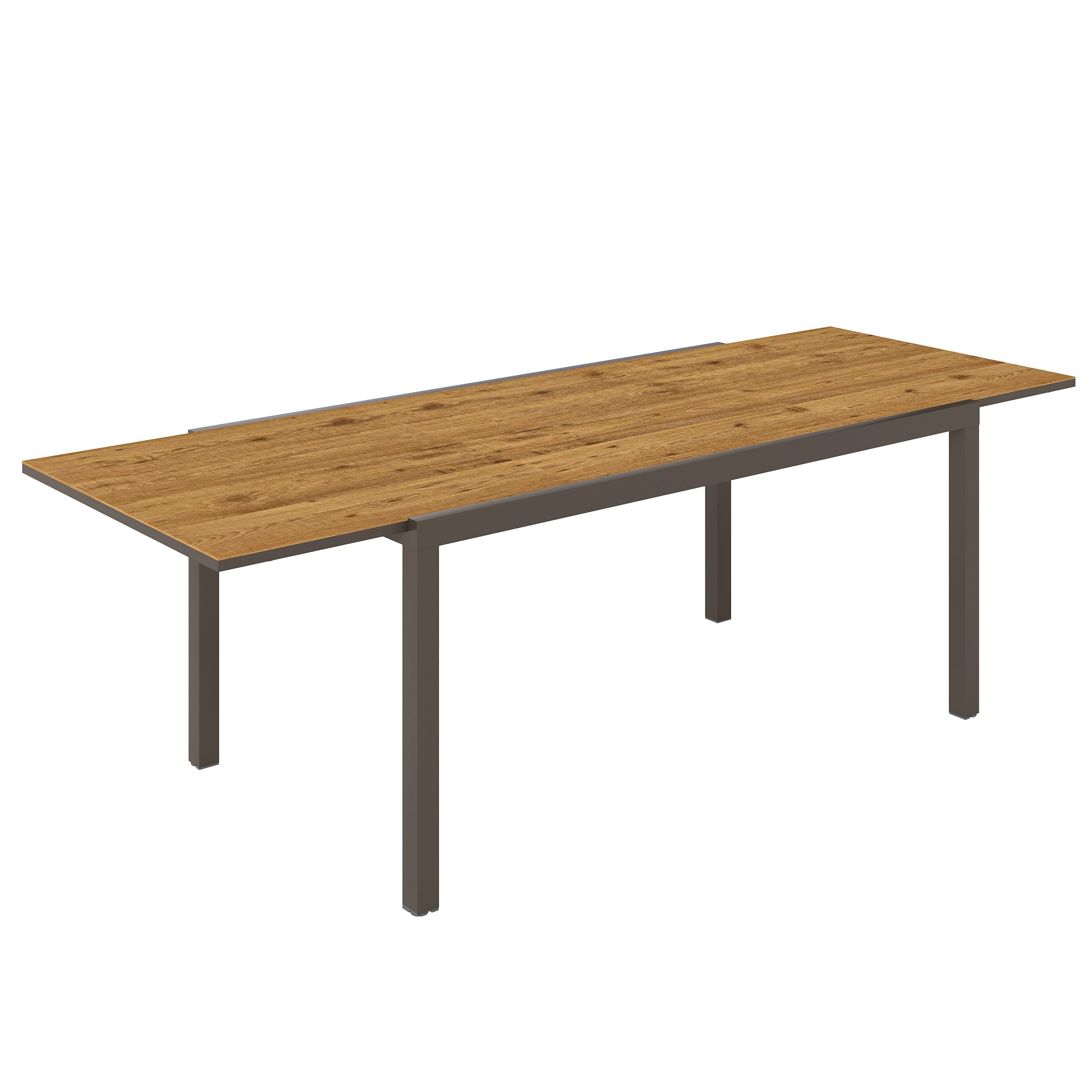 Mesa de Refeição Extensível Mesa de Jardim Ajustável com Bordo de Alumínio para 6-8 Pessoas 160/240x90x74 cm Marrom