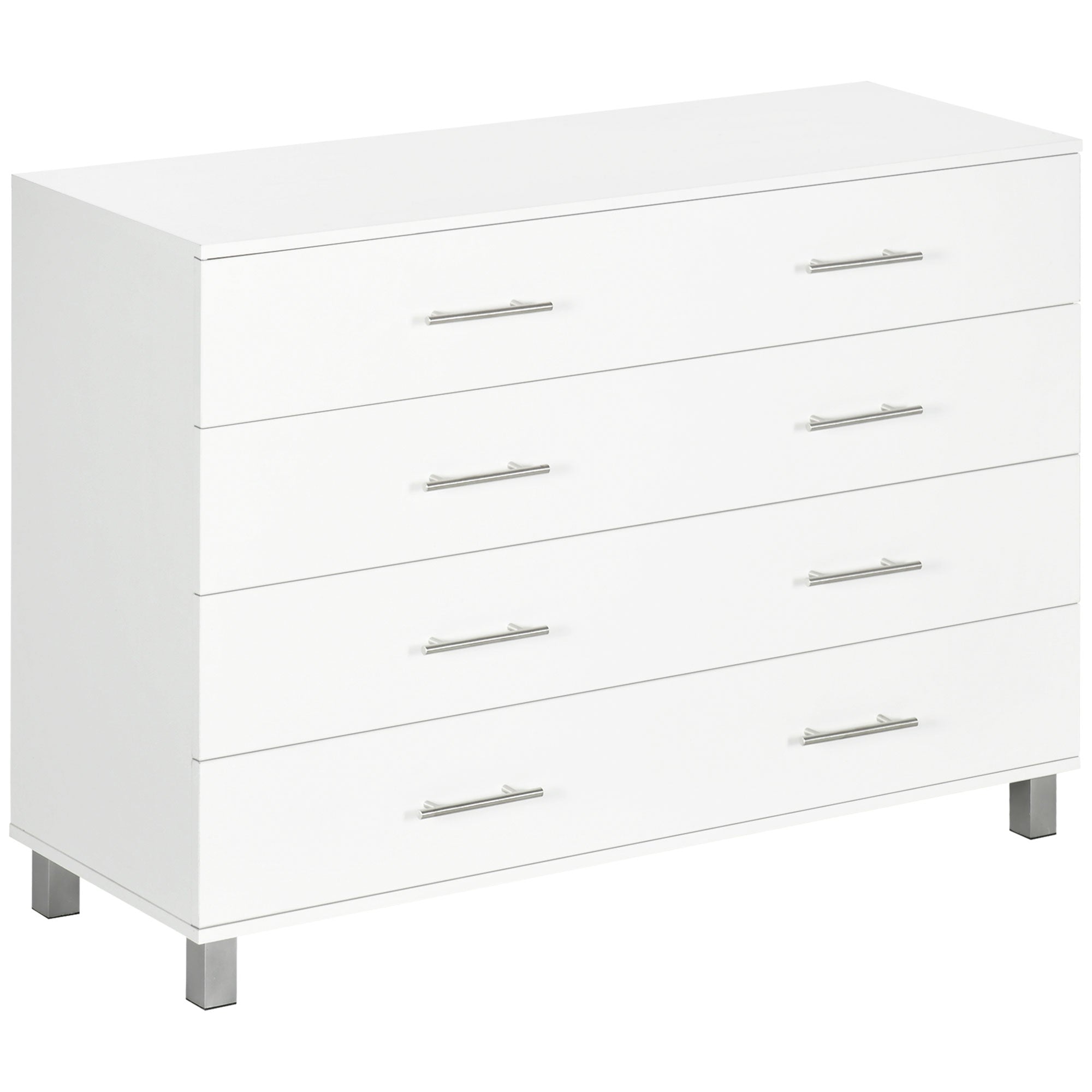 Cómoda com 4 Gavetas Cómoda de Dormitório de Estilo Moderno para Sala de Estar Entrada Corredor 112x38,2x81cm Branco