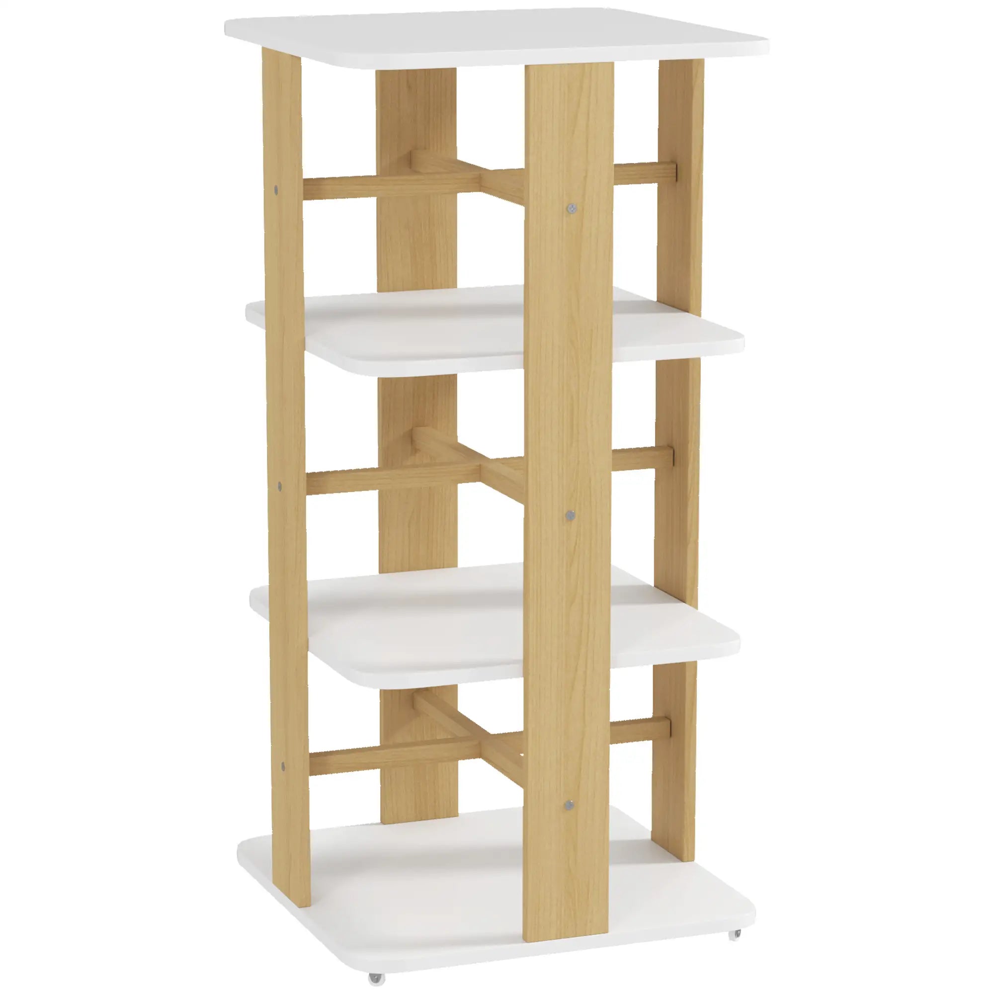 Estante para Livros Infantil Estante para Crianças com Rodas 3 Prateleiras 48x48x99,5 cm Branco e Madeira