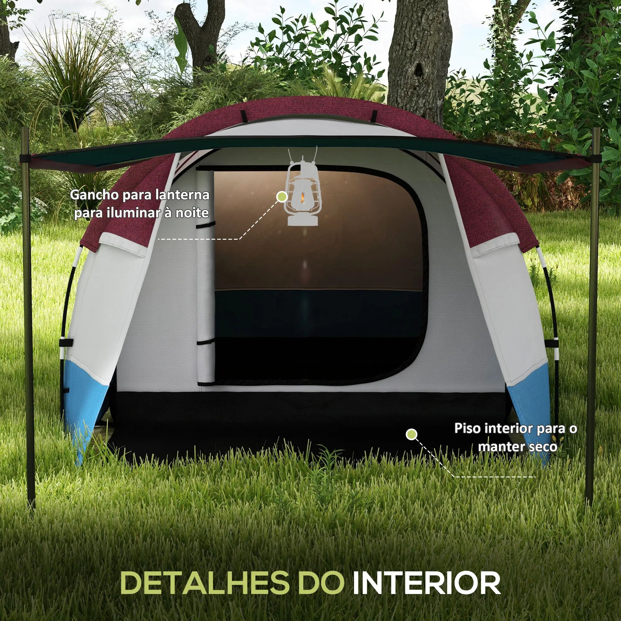Tenda de Campismo Familiar para 2-3 Pessoas com Sala de Estar Impermeável