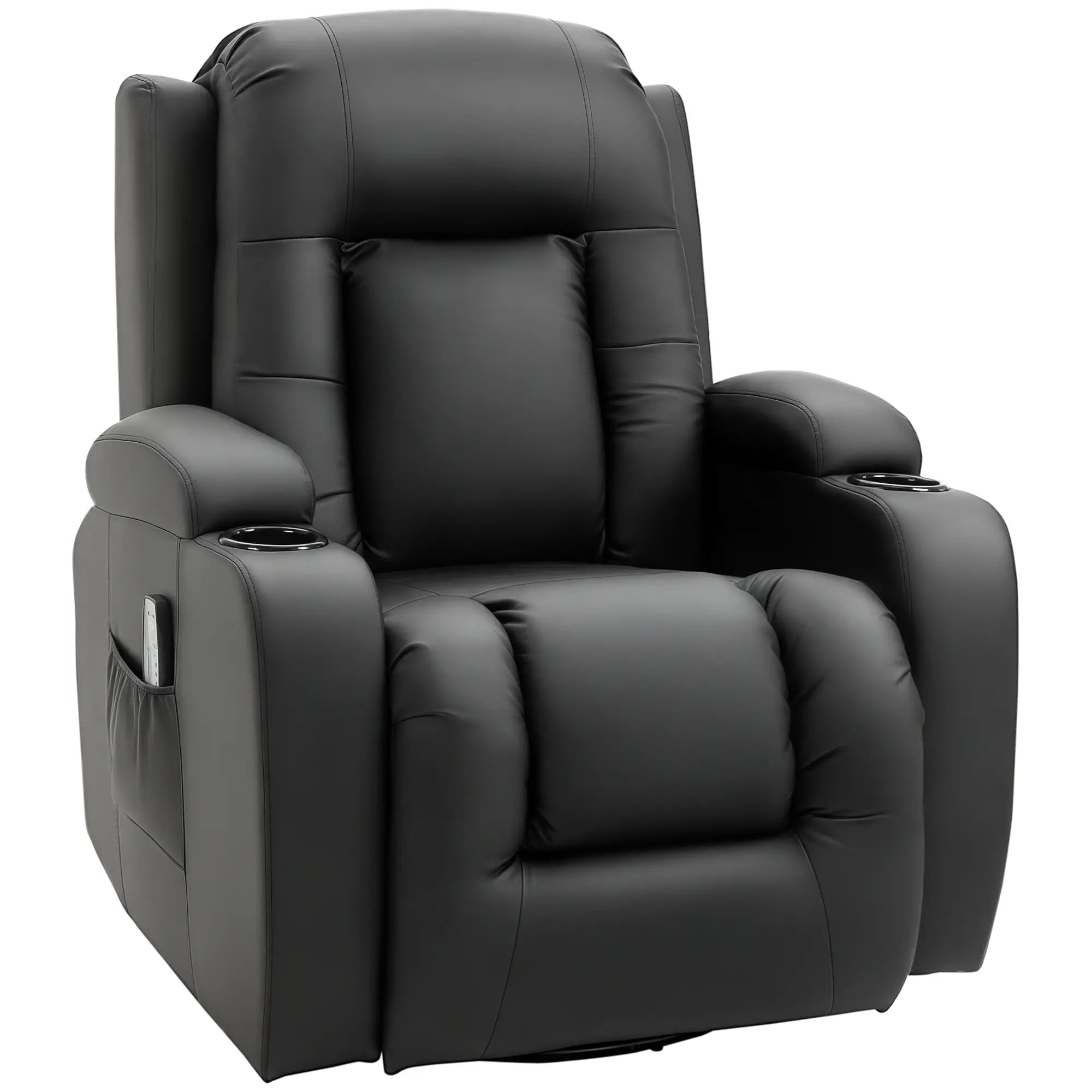 Poltrona de Massagem Reclinável até 150° com 8 Pontos de Massagem por Vibração Função de Aquecimento 85x94x104 cm Preto