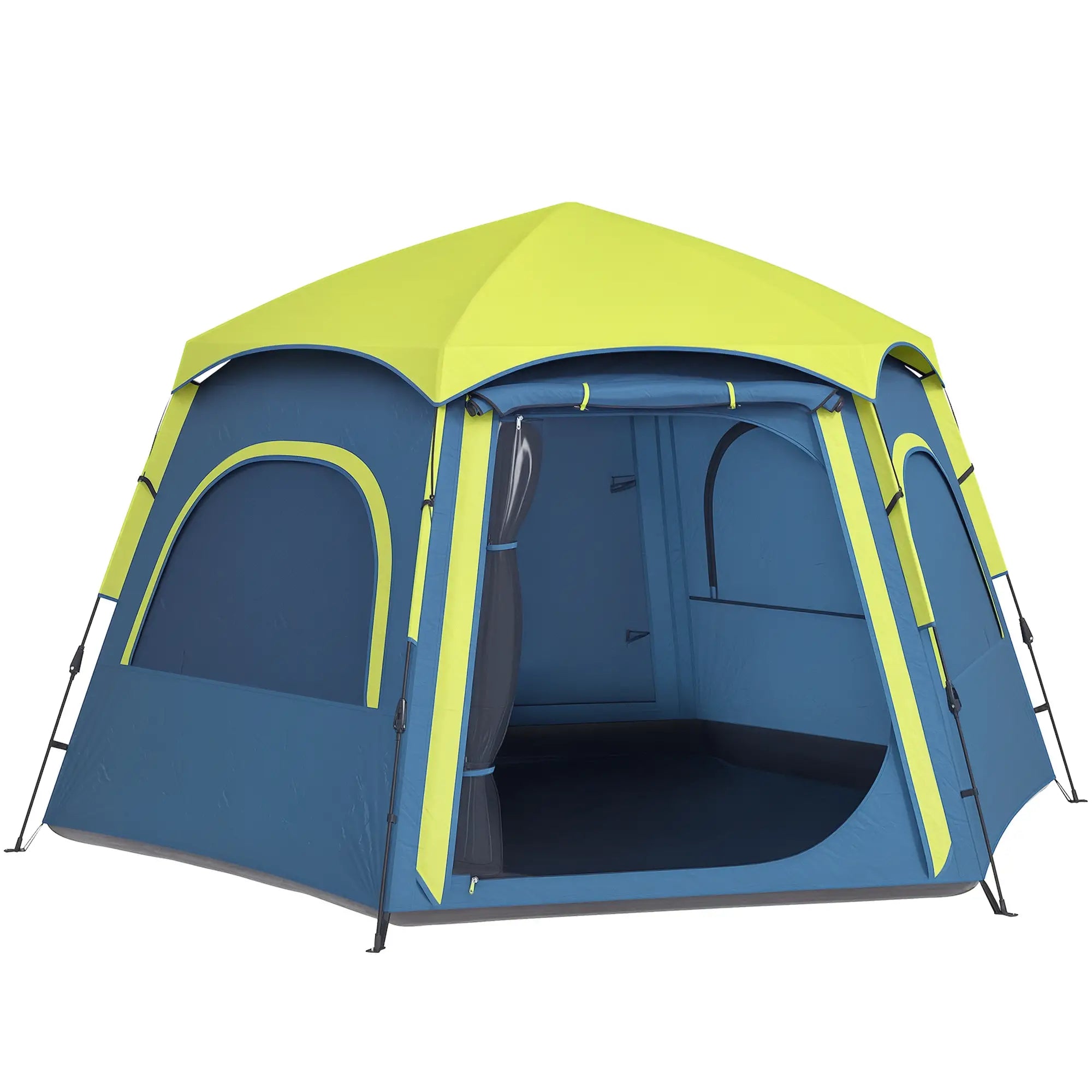 Tenda de Campismo para 2-3 Pessoas Dobrável com Fácil Instalação e Bolsa de Transporte 280x240x155 cm Azul e Verde