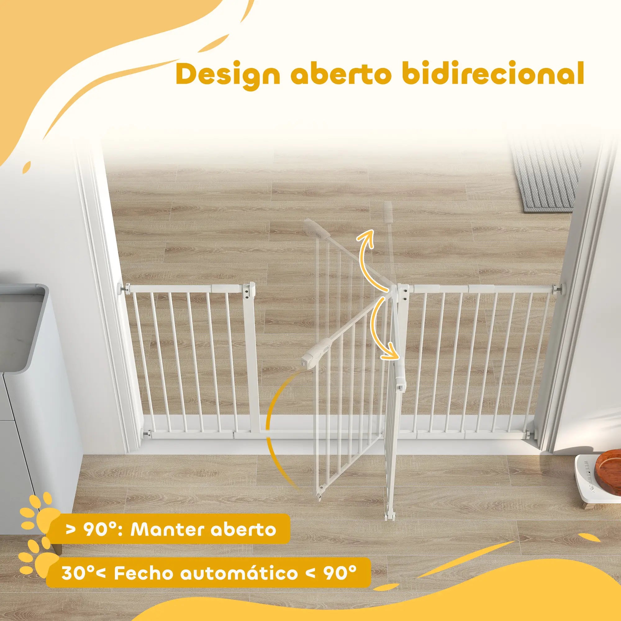 Barreira de Segurança Extensível para Portas e Escadas com Fechamento Automático e Sistema de Duplo Bloqueio 74-147,5x76,2 cm Preto