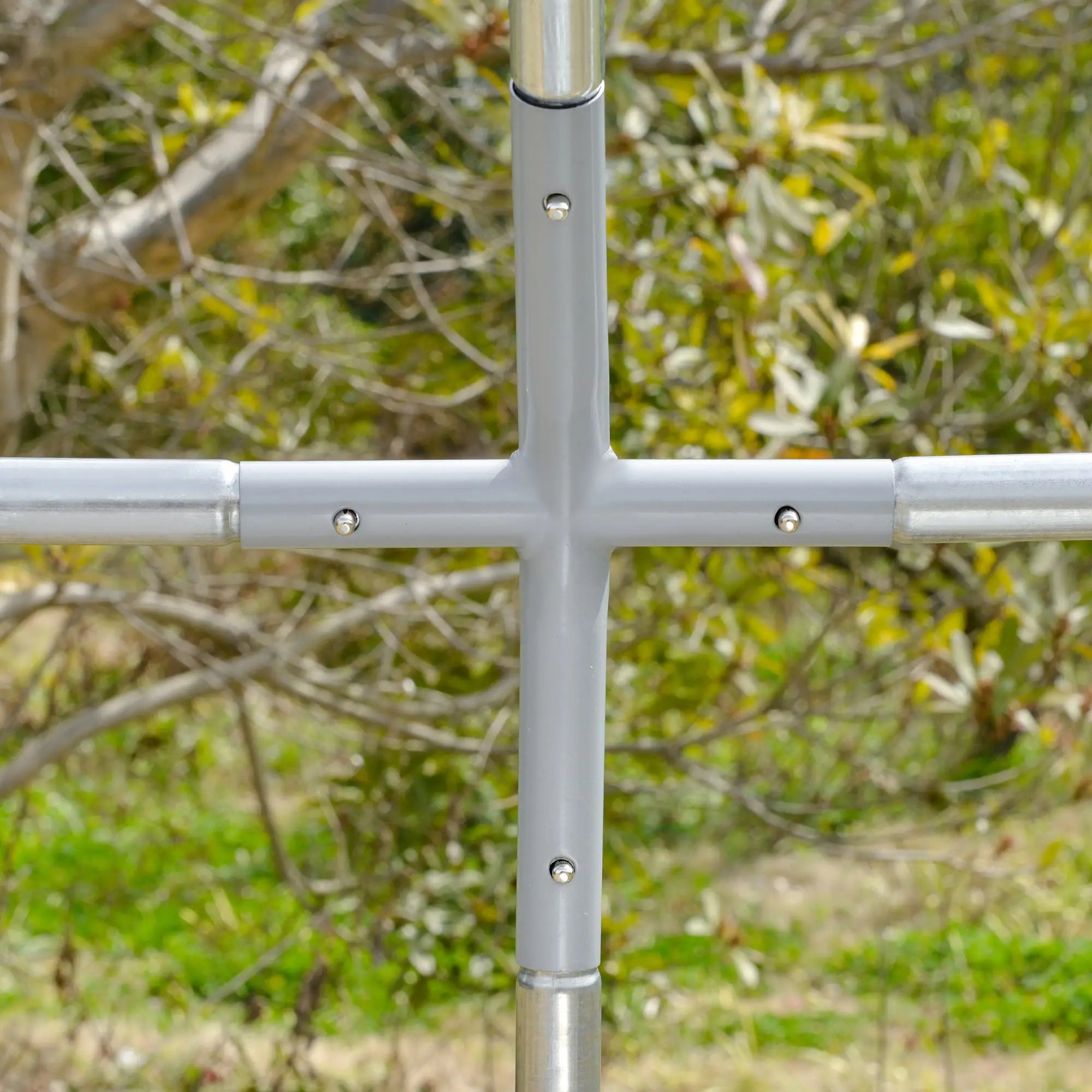Galinheiro para Exterior para 16-24 Galinhas de Aço Galvanizado com Teto de Tecido Oxford 2,8x7,60x1,97 m Prata