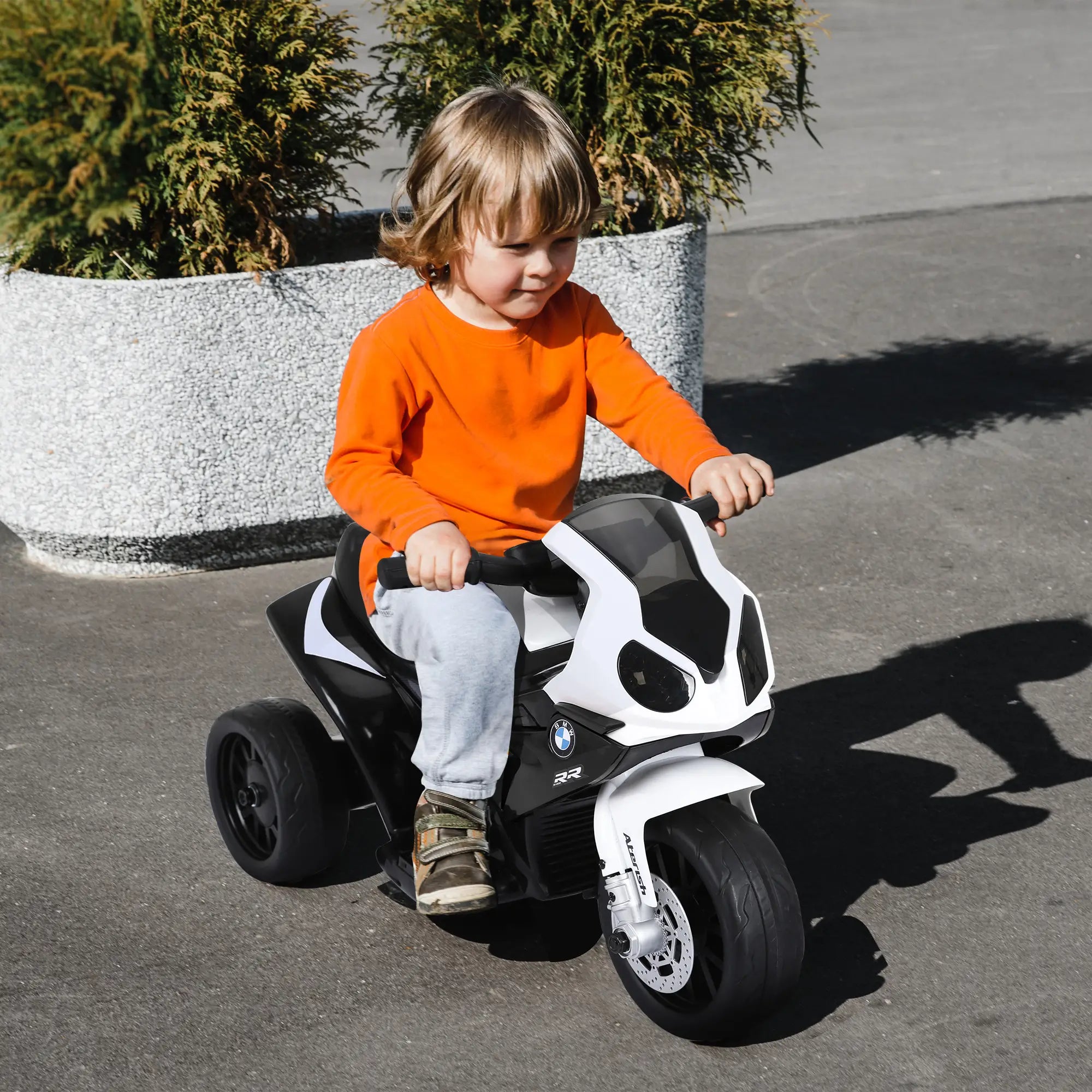Mota Elétrica BMW para Crianças entre 18-36 Meses 6V com Faróis Música e Velocidade Máx. de 2,5 km/h 66x37x44 cm Preto