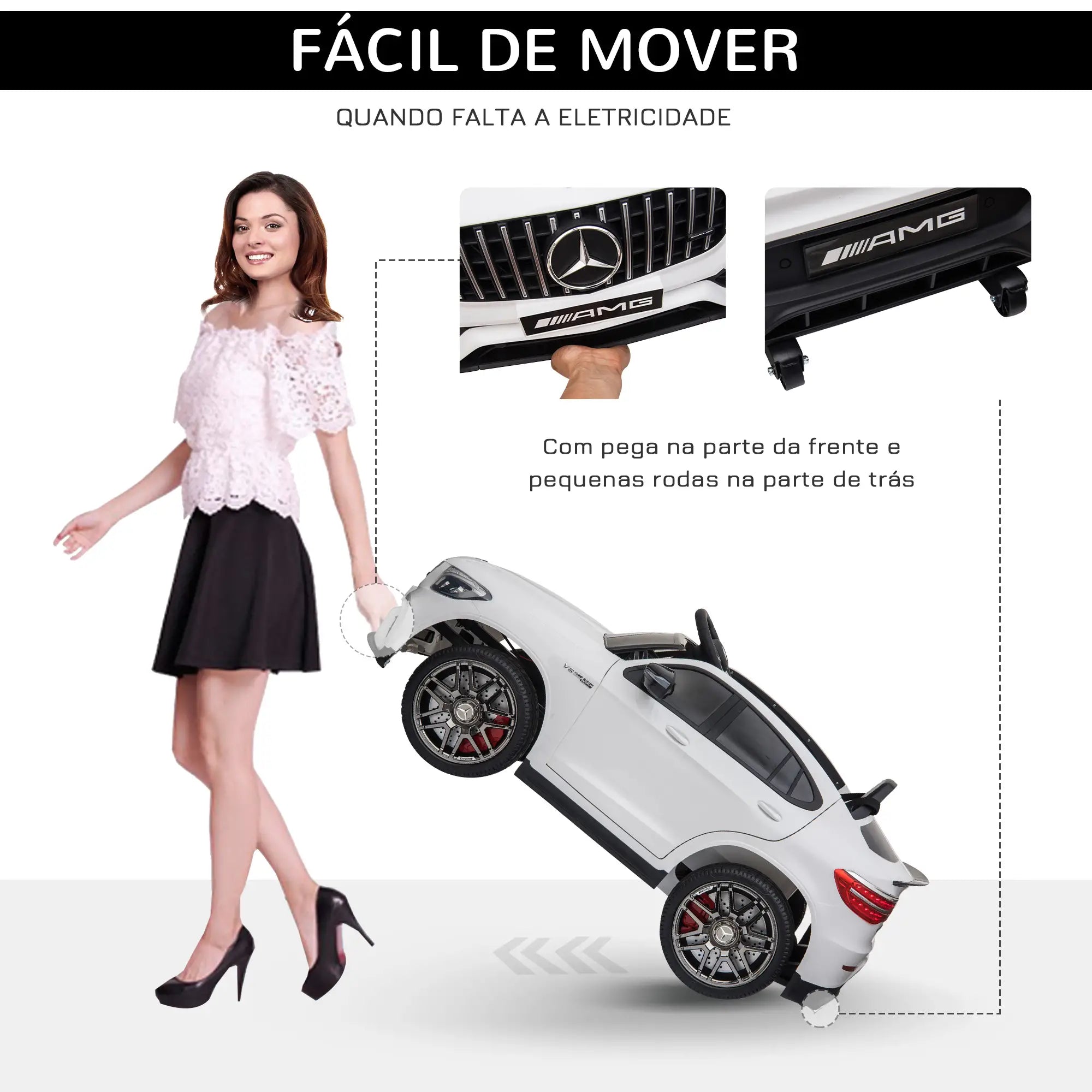 Carro Elétrico Mercedes AMG 12V para Crianças com Controlo Remoto Branco