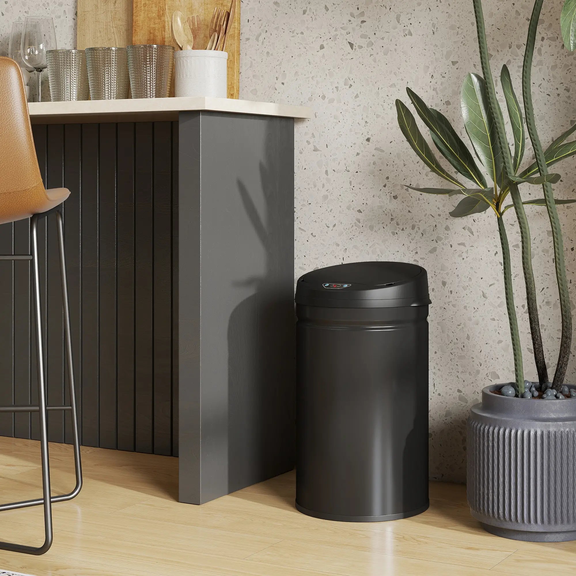 Balde de lixo de cozinha automático 30L inox sensor preto