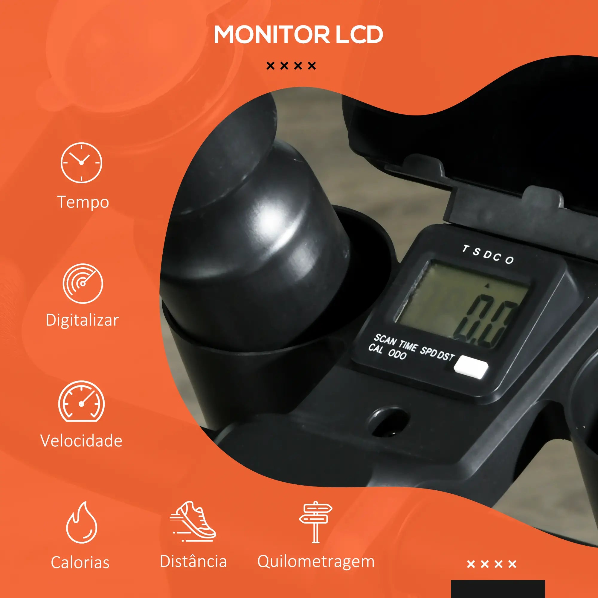 Bicicleta Estática Vermelha com Ecrã LCD e Resistência Ajustável