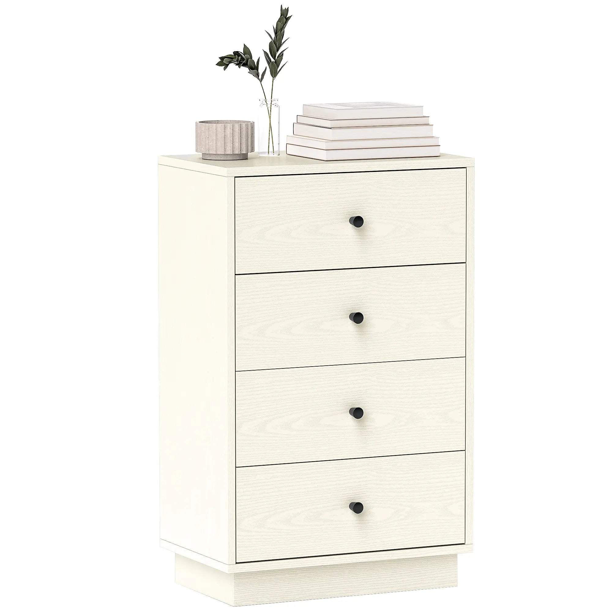 Cómoda de 4 Gavetas Cómoda para Dormitório Moderna Cómoda Estreita para Sala de Estar Corredor 47x29x75 cm Branco