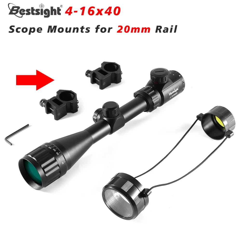Óptica 4-16X40 AOE Luneta de caça com mira de ponto vermelho e verde iluminada Luneta para espingarda de precisão Luneta para espingarda de airsoft