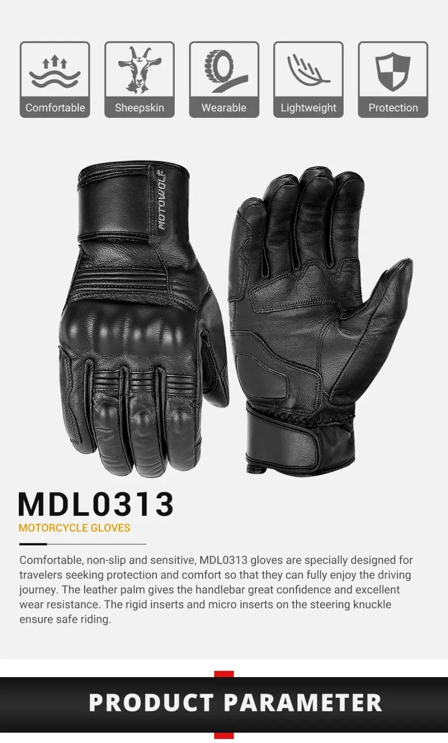 Luvas de moto respiráveis em pele genuína com ecrã táctil, luvas de moto à prova de vento e quentes para conduzir motocross
