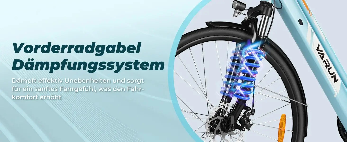 Bicicleta elétrica para mulheres adultas VARUN VARC7008, motor de 250 W, bicicleta elétrica urbana, bateria de 36 V e 10 AH, pneu de 27,5 polegadas, bicicleta elétrica para deslocações diárias