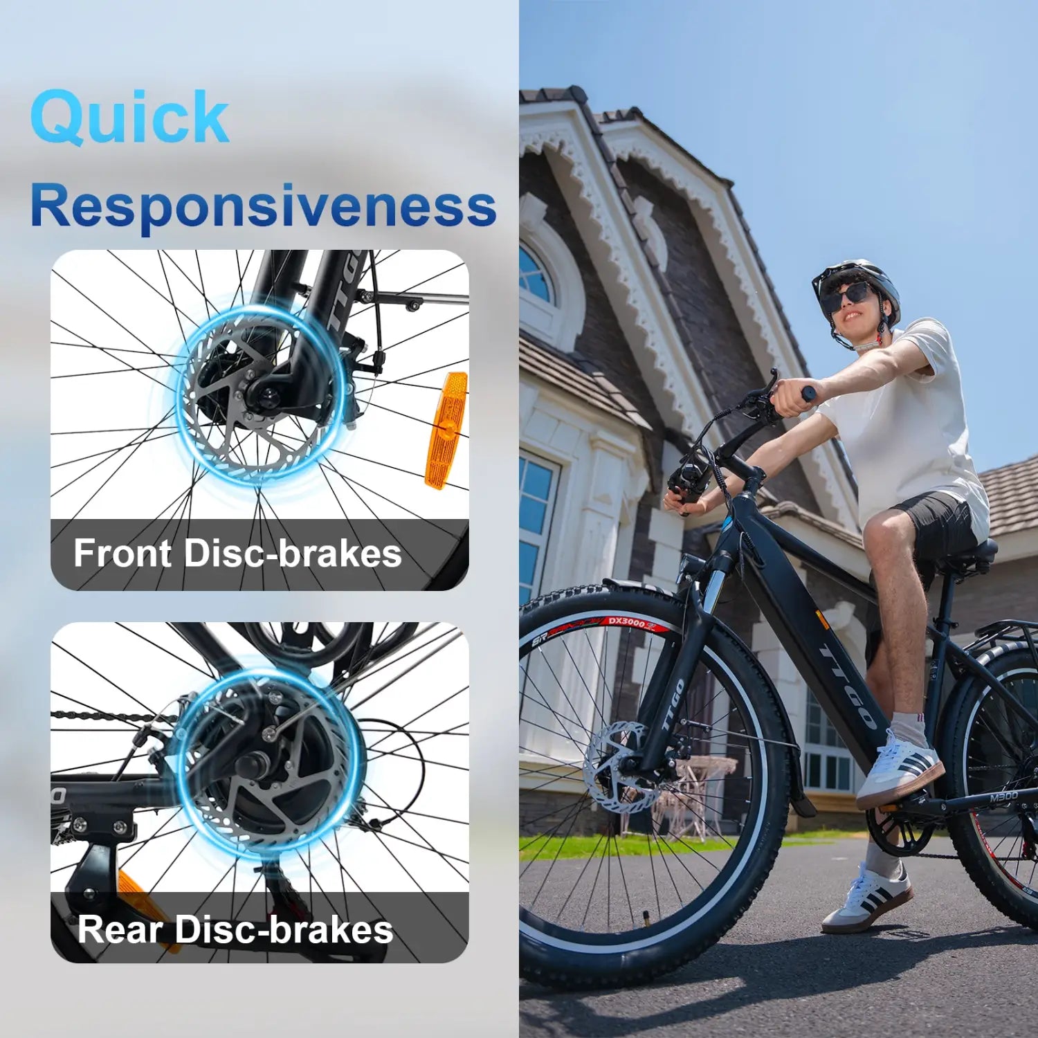 Bicicleta elétrica TTGO M300, pneu de 27,5 polegadas, bicicleta de montanha elétrica, 36V, 20AH, bateria removível, sensor de binário, suspensão, forqueta EBIKE