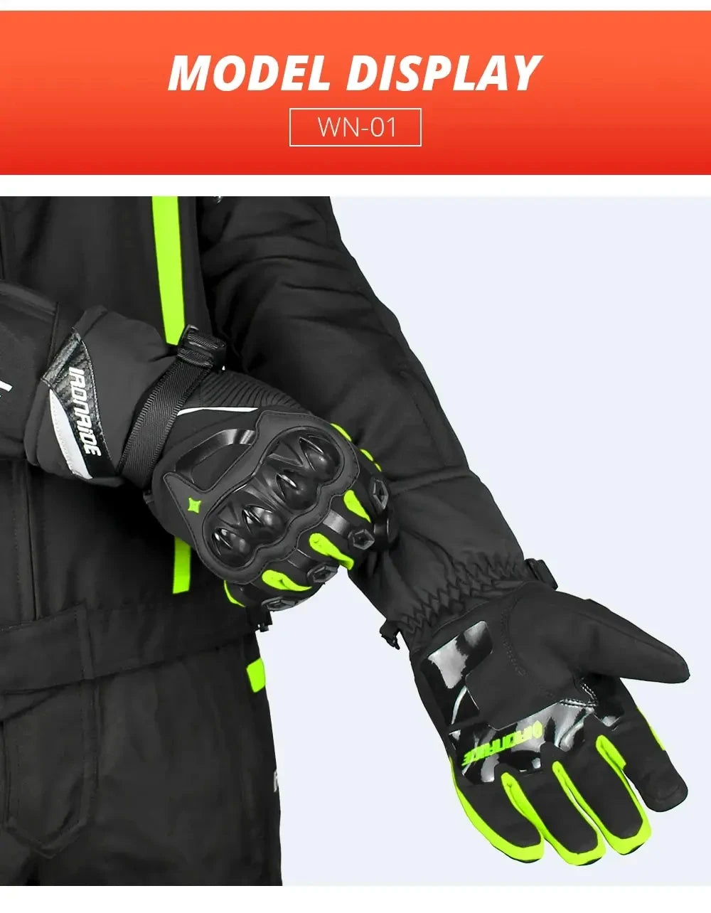 Luvas de moto impermeáveis e à prova de vento, luvas de dedo inteiro para motociclismo, ecrã táctil, luvas de motocross para o inverno