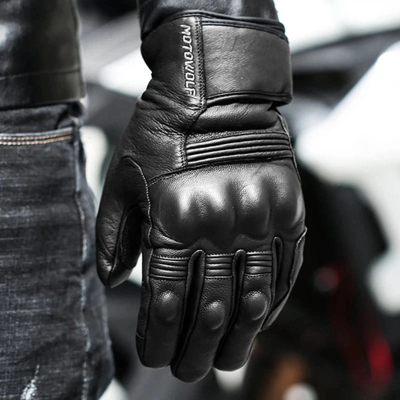 Luvas de moto respiráveis em pele genuína com ecrã táctil, luvas de moto à prova de vento e quentes para conduzir motocross