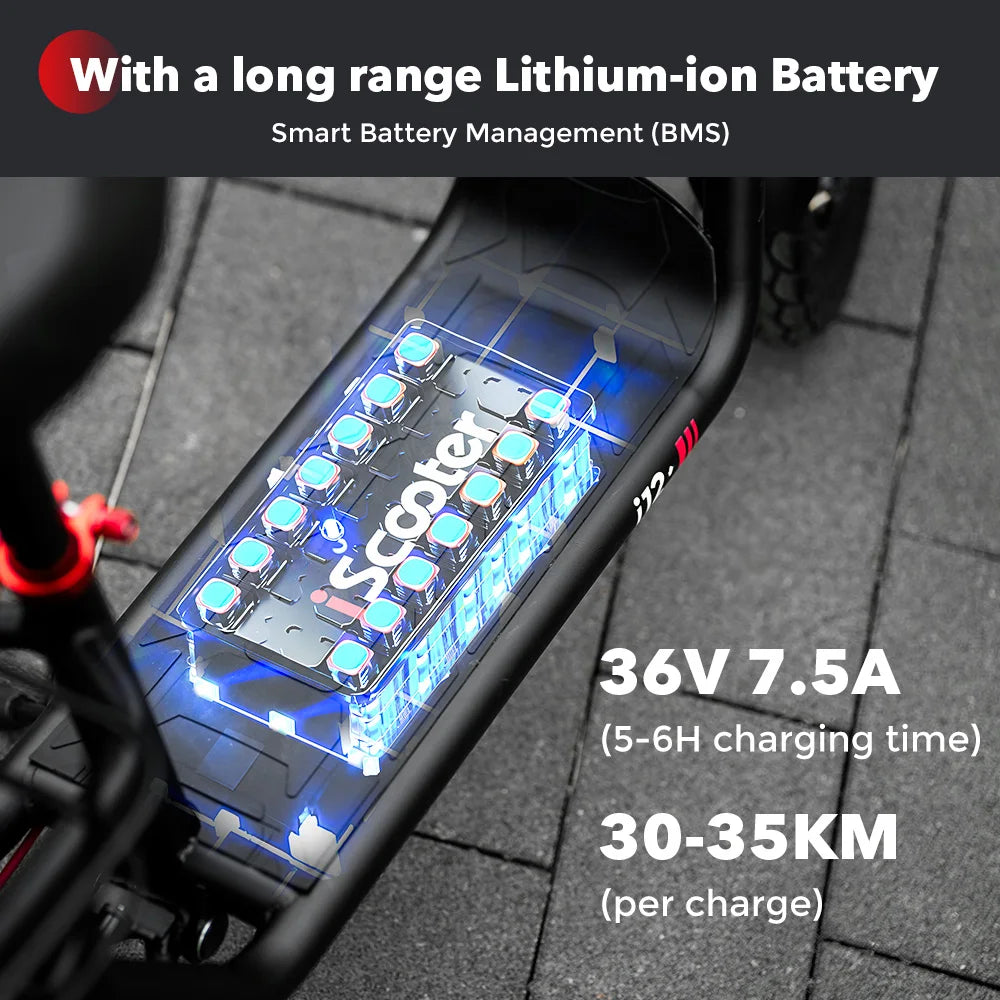 iScooter i12 Scooter Elétrico 36V 35km com Assento e Cesto