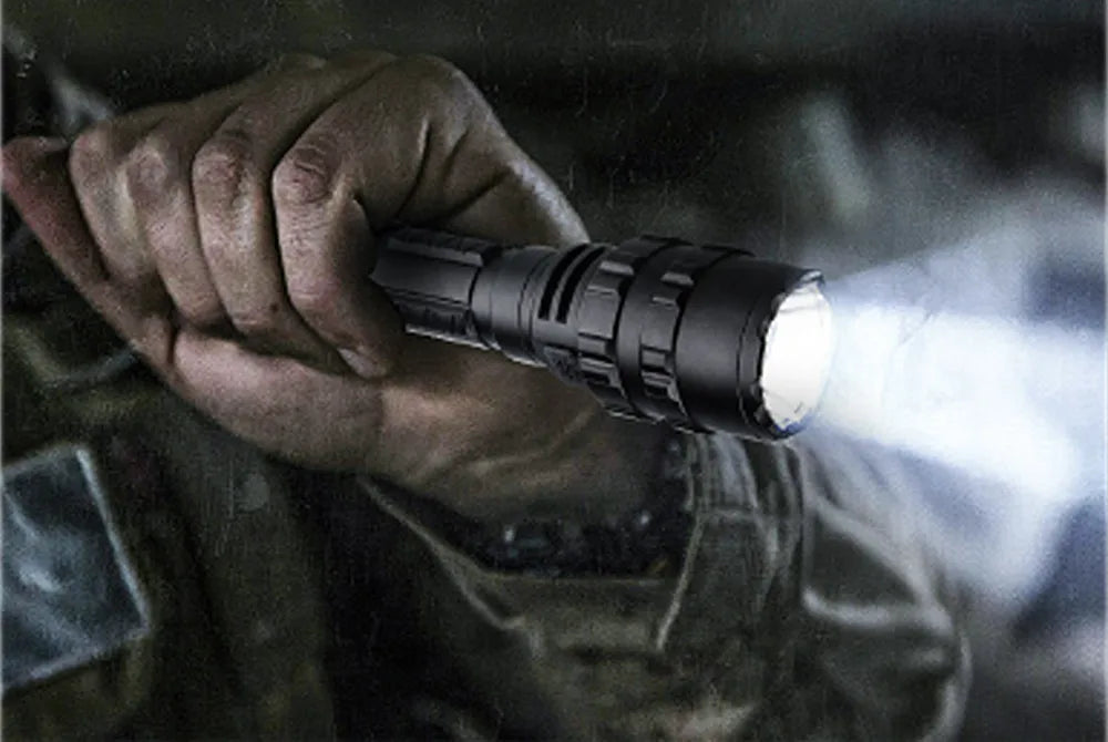 Lanterna tática de caça LED recarregável por USB à prova de água, conjunto profissional de luzes noturnas para tiro
